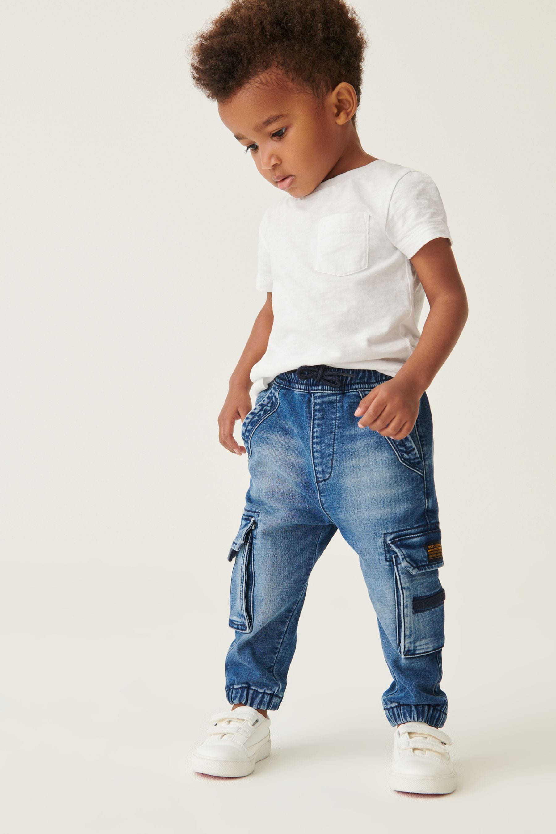 Mid Blue Denim Comfort Cargo Jeans (3mths-7yrs)