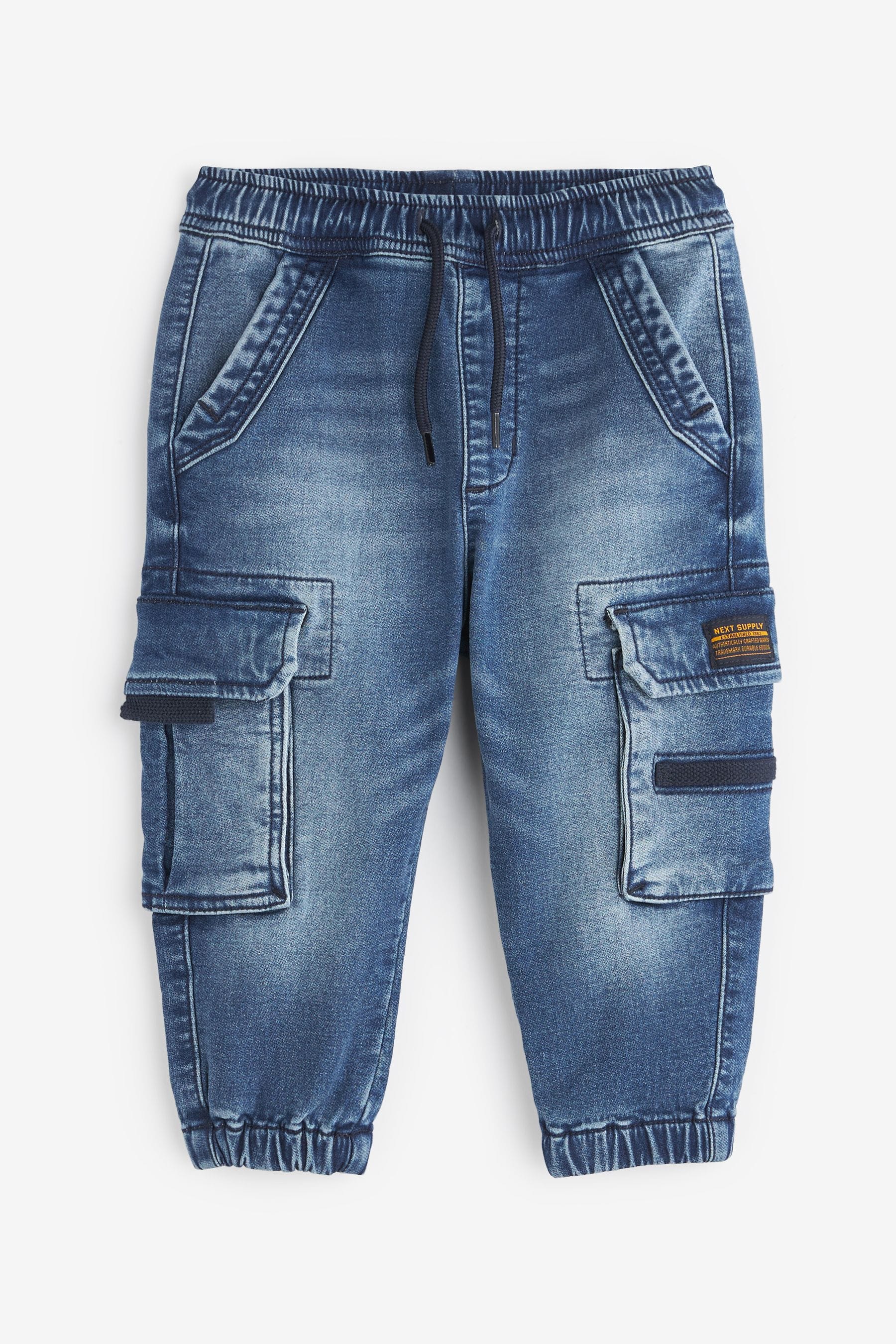 Mid Blue Denim Comfort Cargo Jeans (3mths-7yrs)