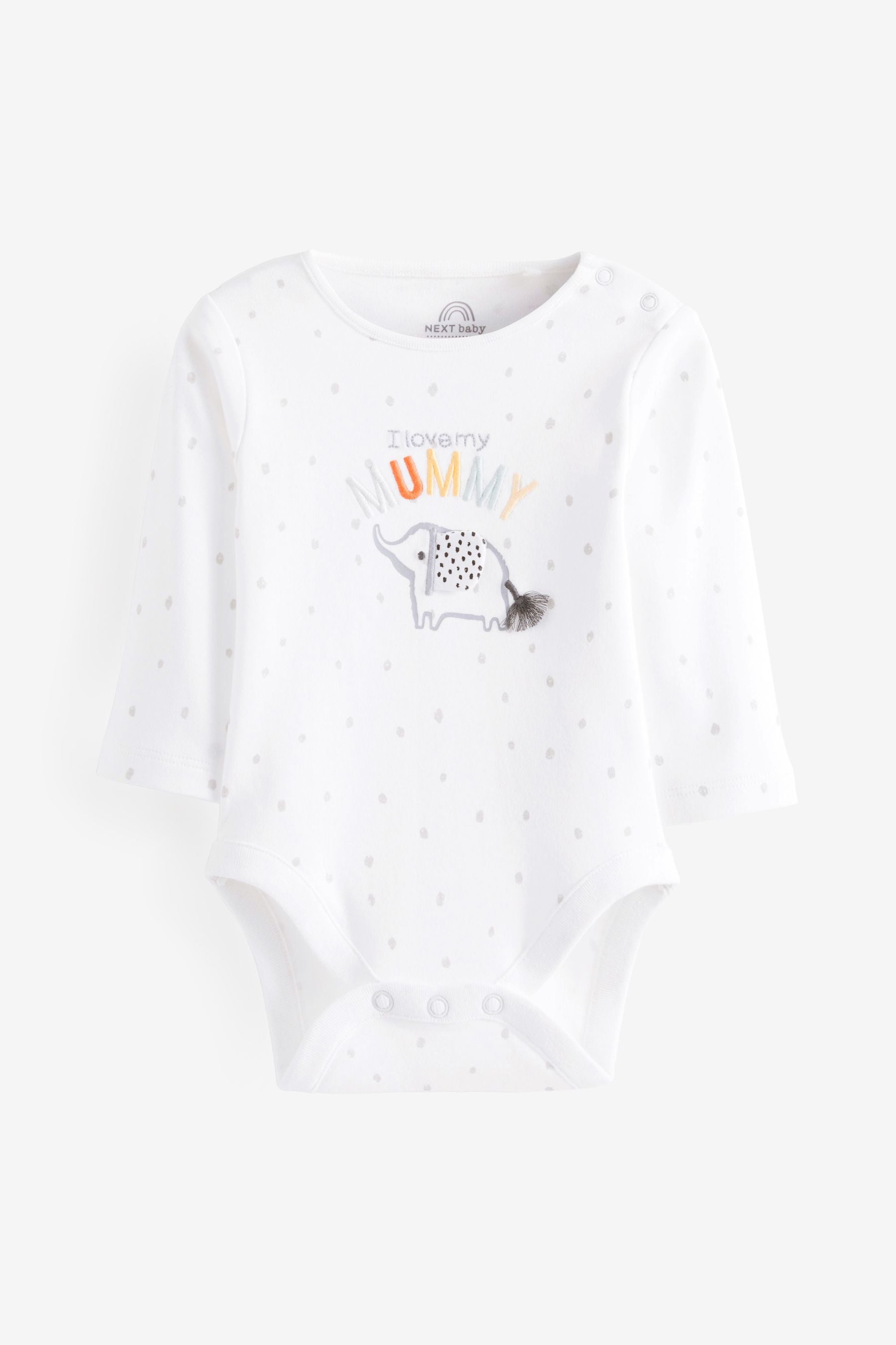 Mummy Elephant Long Sleeve Baby Bodysuit