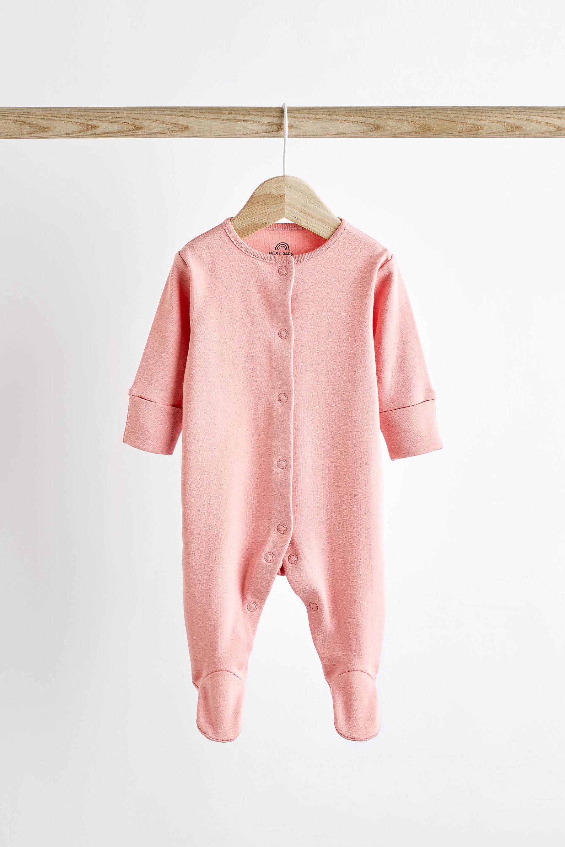 Pink 3 Pack Baby Sleepsuits (0-2yrs)