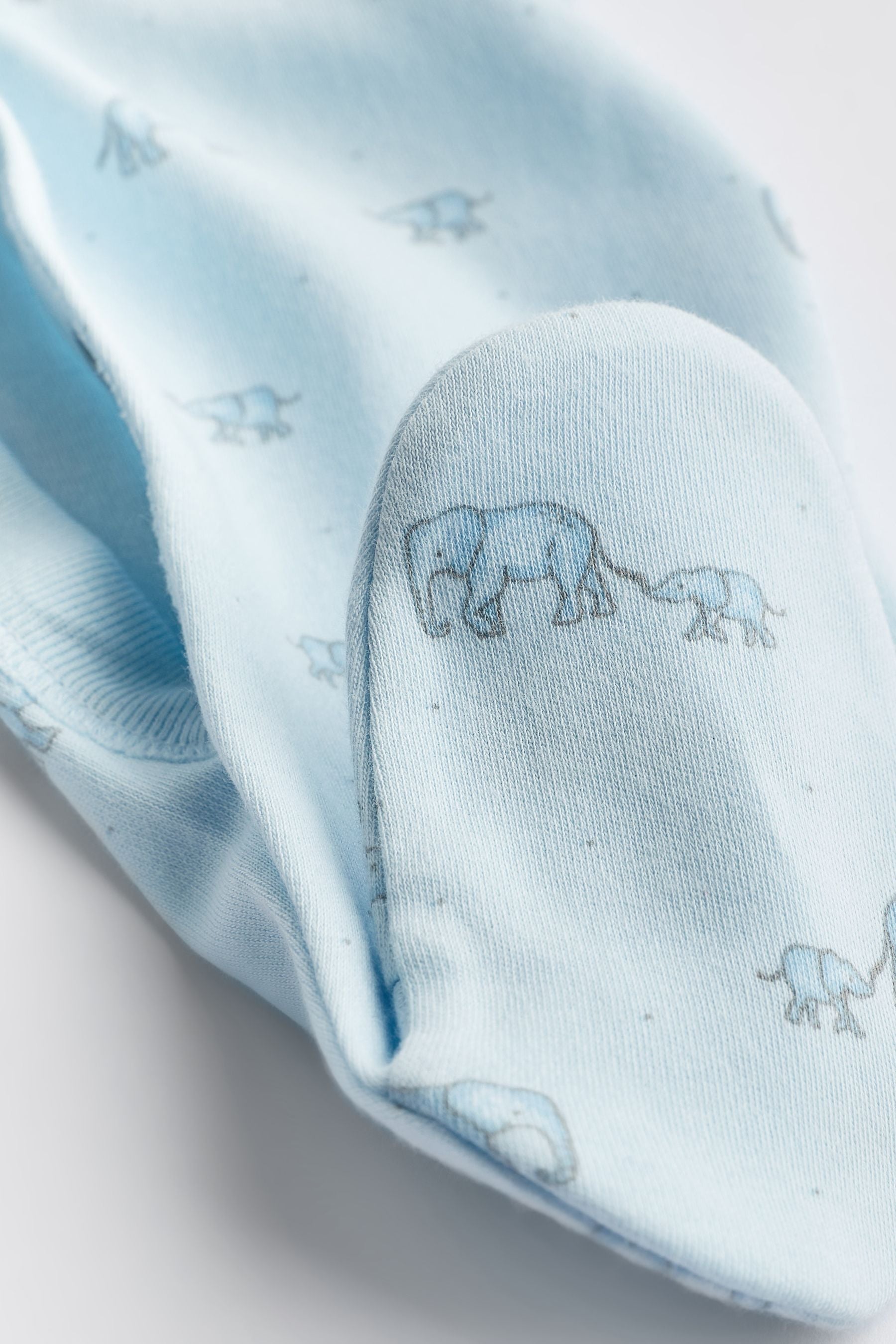 Pale Blue 4 Pack Elephant Baby Sleepsuits (0-2yrs)