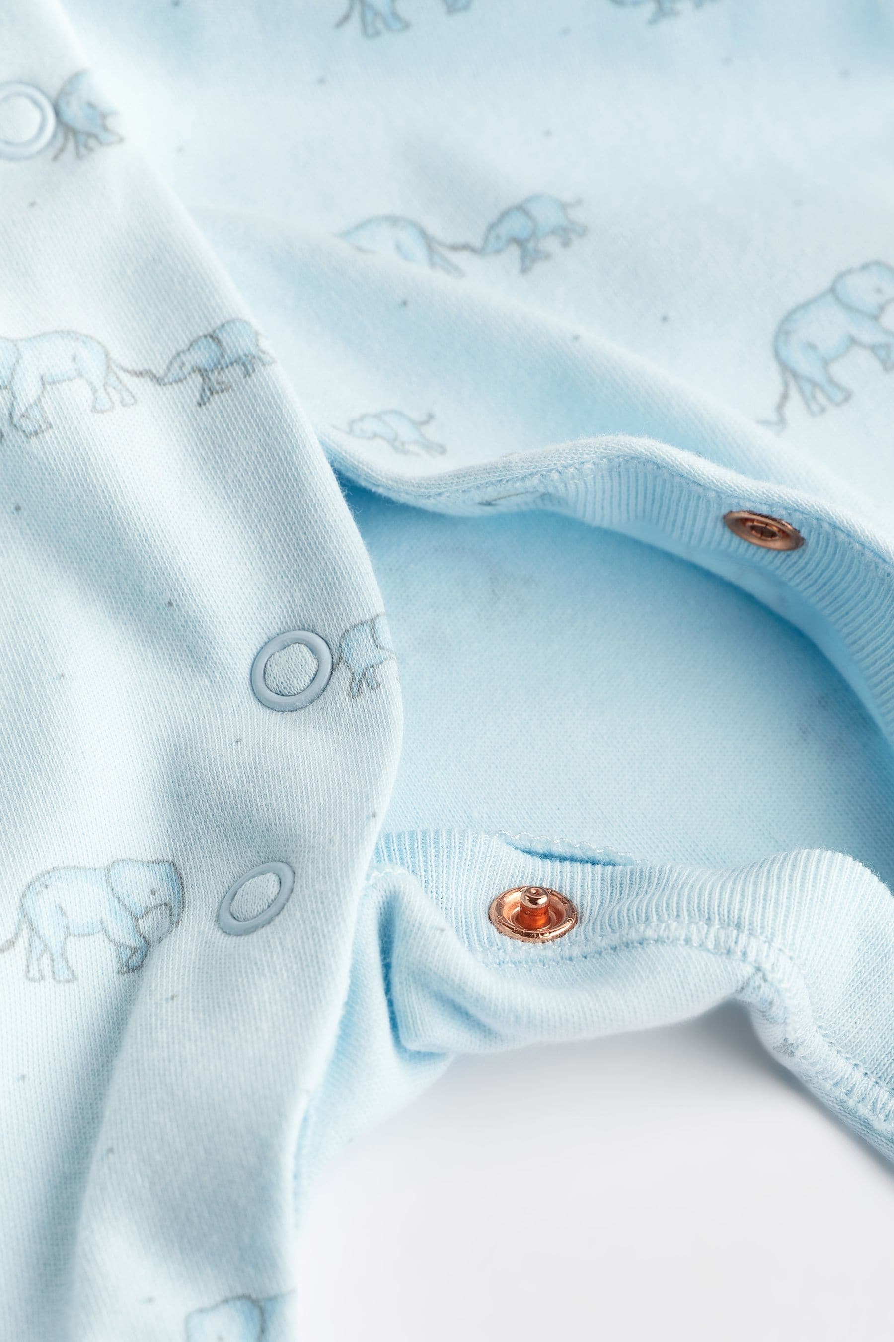 Pale Blue 4 Pack Elephant Baby Sleepsuits (0-2yrs)