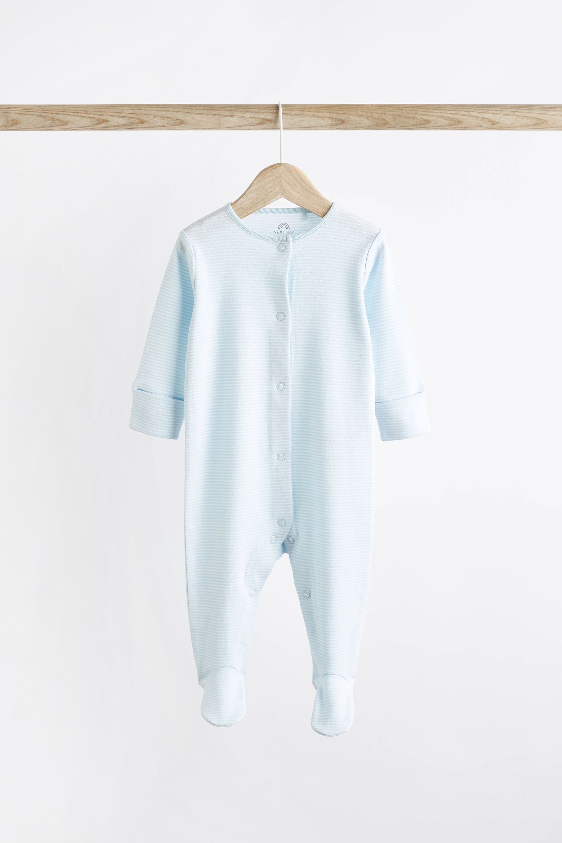 Pale Blue 4 Pack Elephant Baby Sleepsuits (0-2yrs)