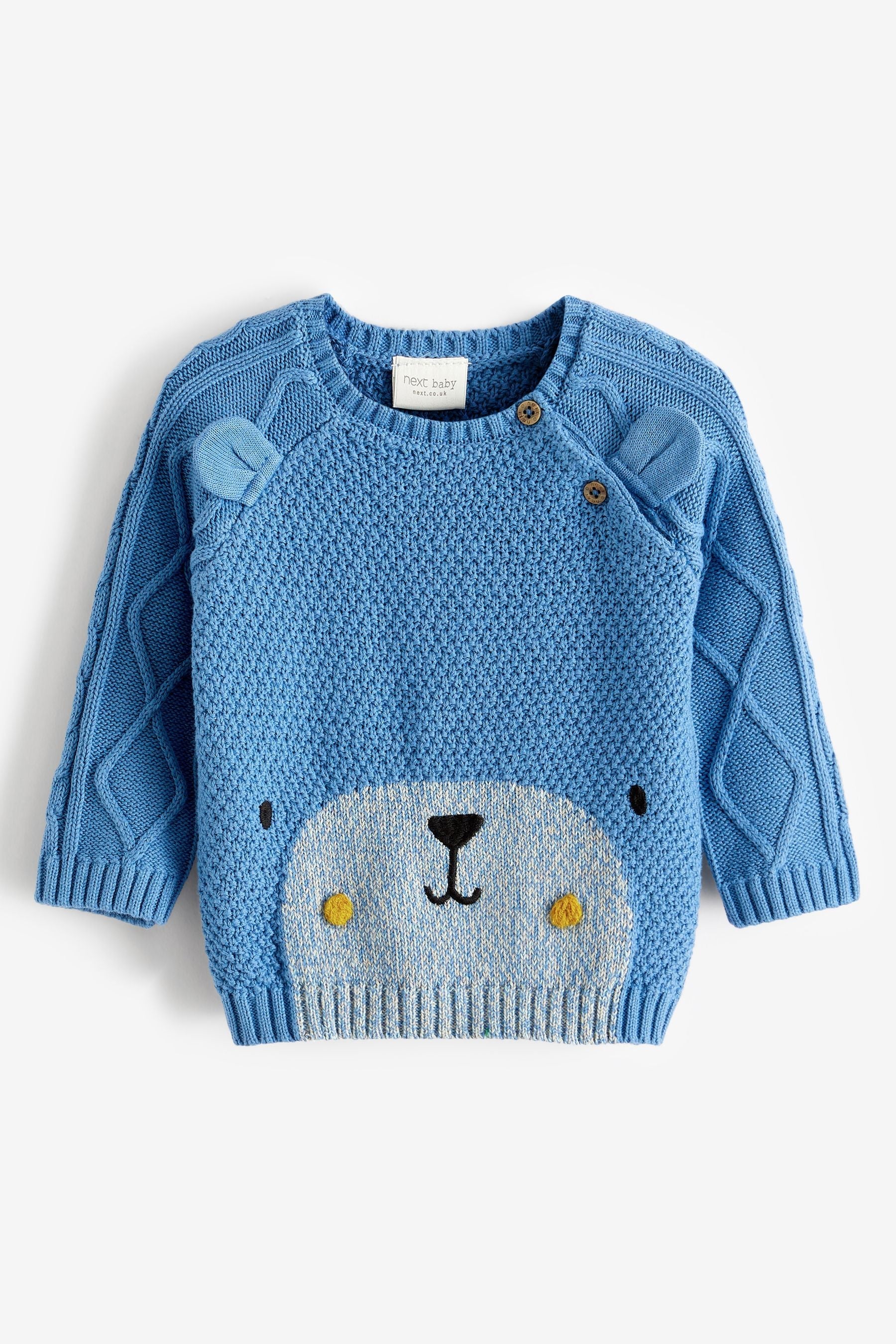 Blue Knitted Baby Bear Jumper (0mths-2yrs)-<span style="color: #ff2a00;">Fawry</span>