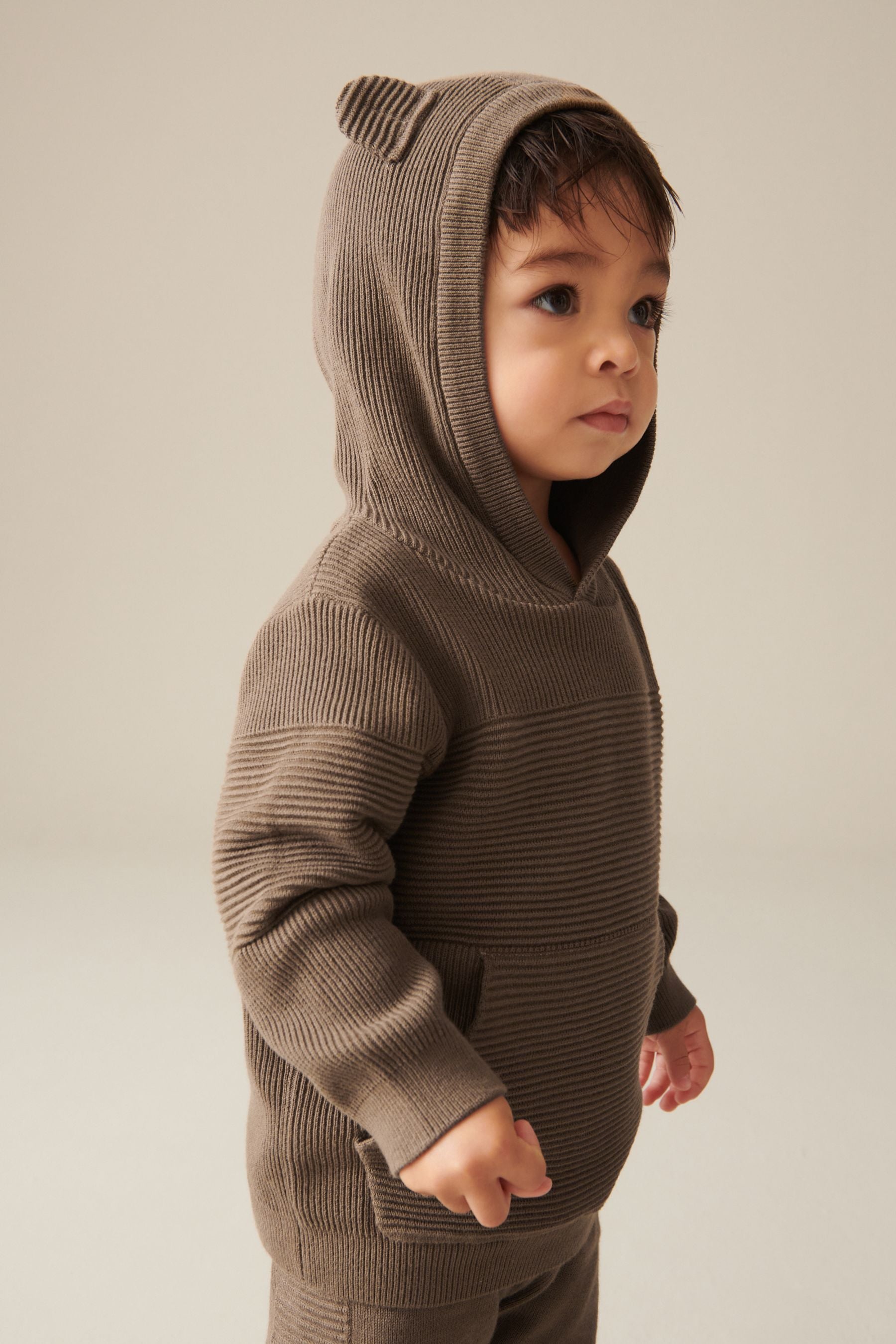 Brown Bear Ear Hooded Knitted Set (3mths-7yrs)