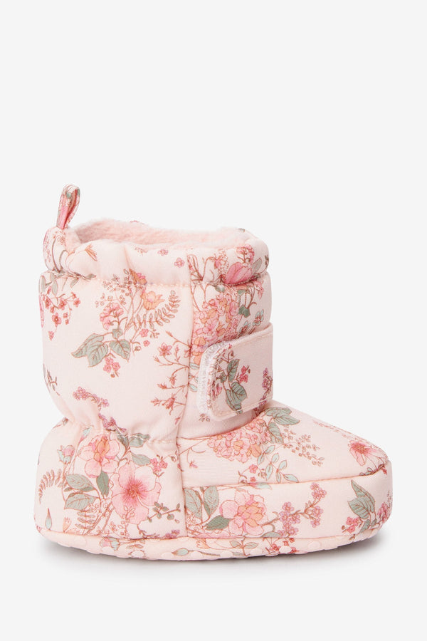 Pink Floral Thinsulate Warm Lined Baby Snow Boots (0-24mths)-<span style="color: #ff2a00;">Fawry</span>