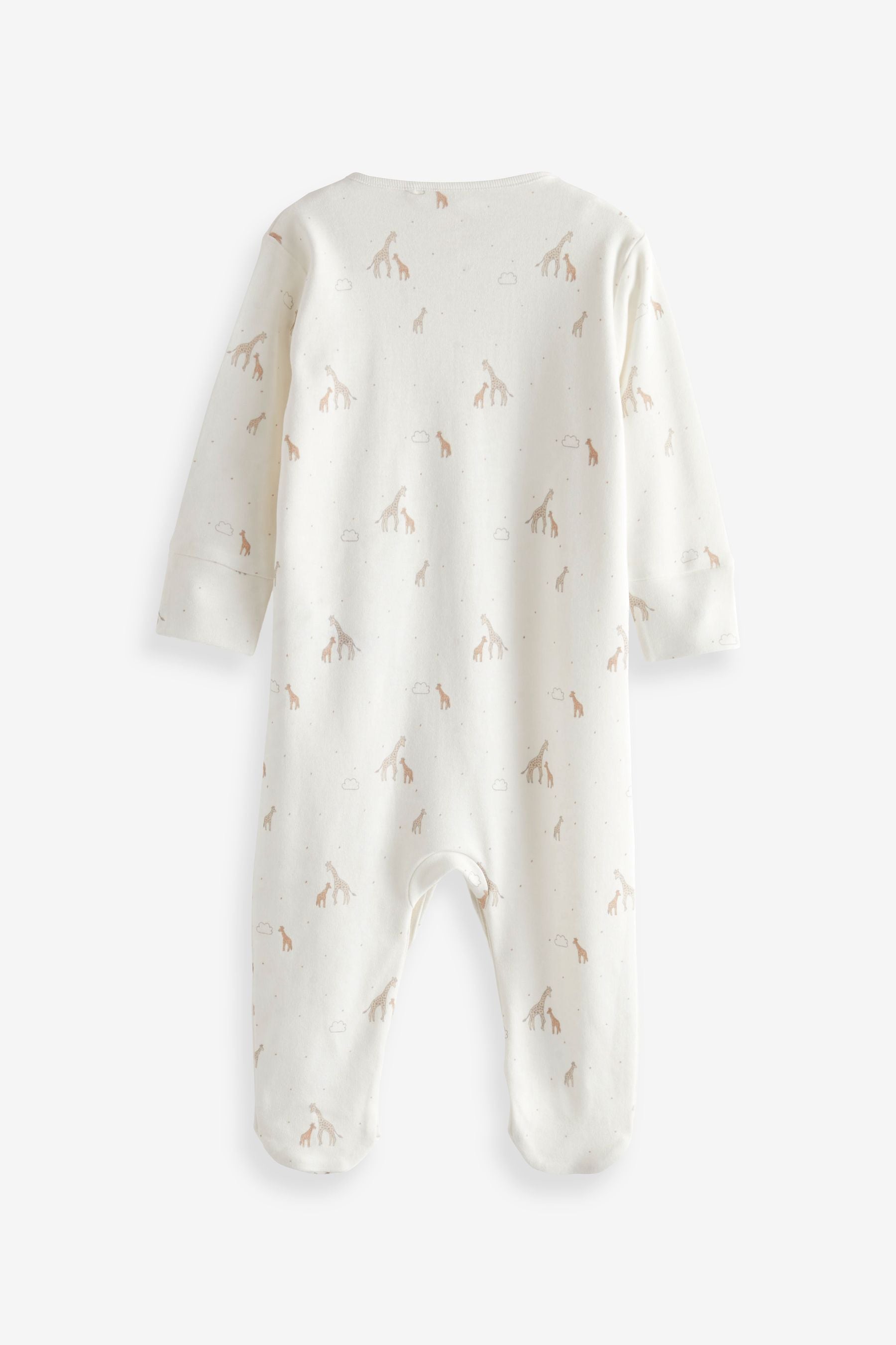 Delicate White Animal 7 Pack Baby Printed Long Sleeve Sleepsuits (0-2yrs)