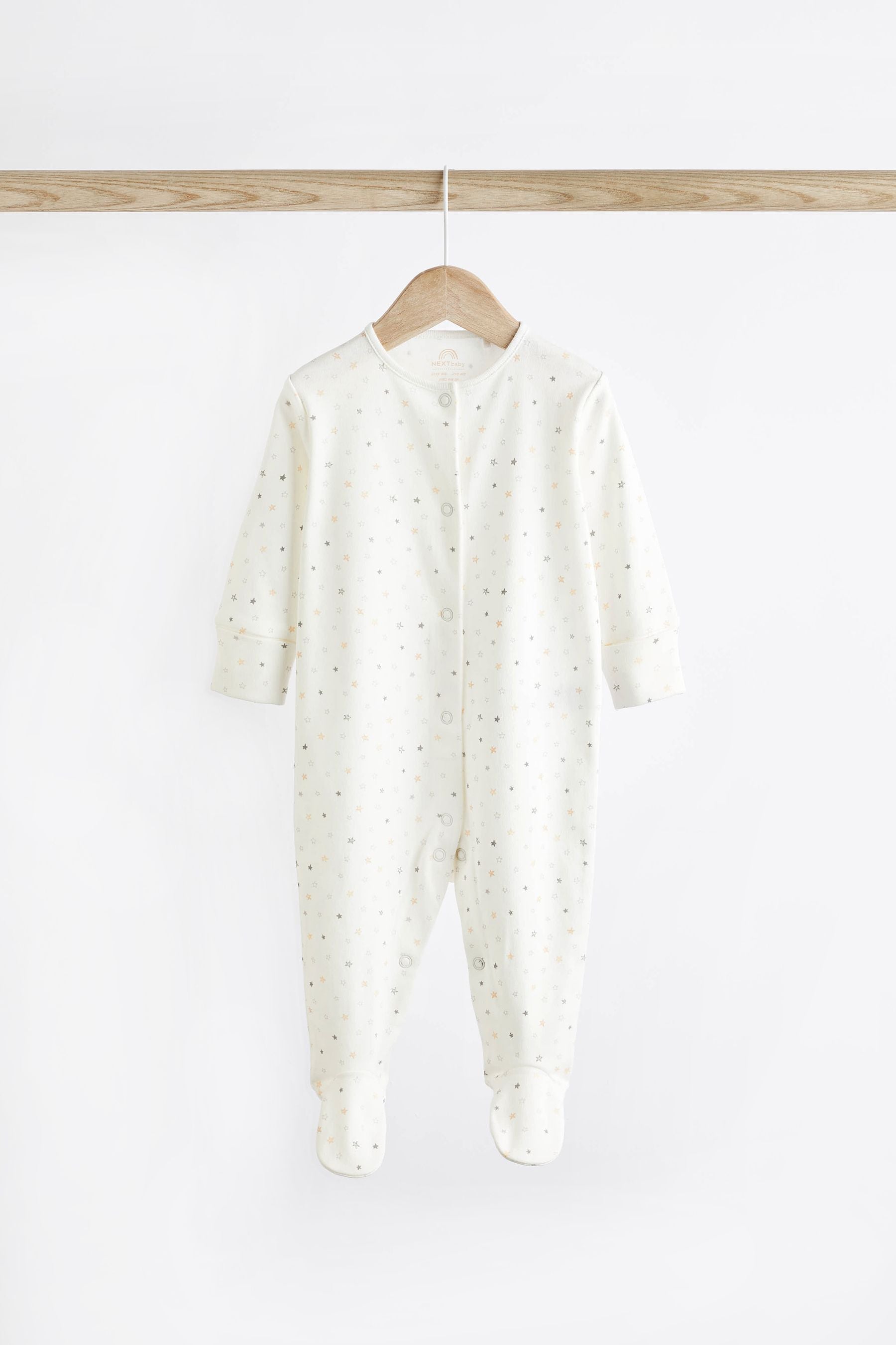 Delicate White Animal 7 Pack Baby Printed Long Sleeve Sleepsuits (0-2yrs)