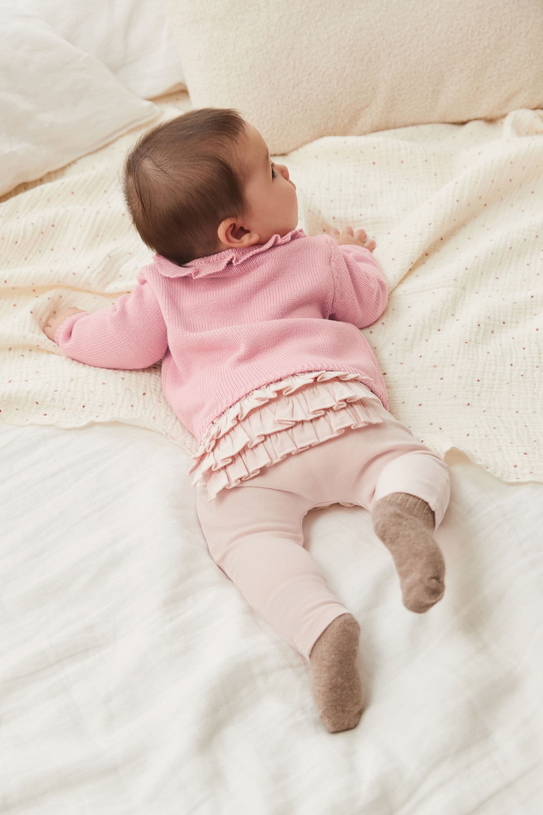 Pink Frill Embroidered Baby Cardigan (0mths-2yrs)-<span style="color: #ff2a00;">Fawry</span>