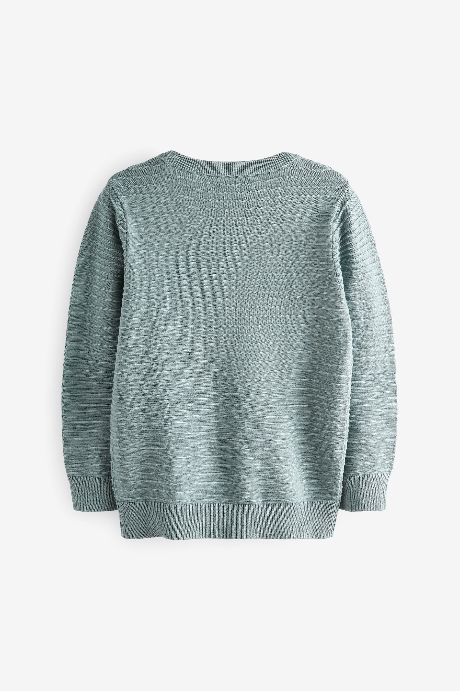 Blue Knitted Ripple Crew Jumper (3-16yrs)