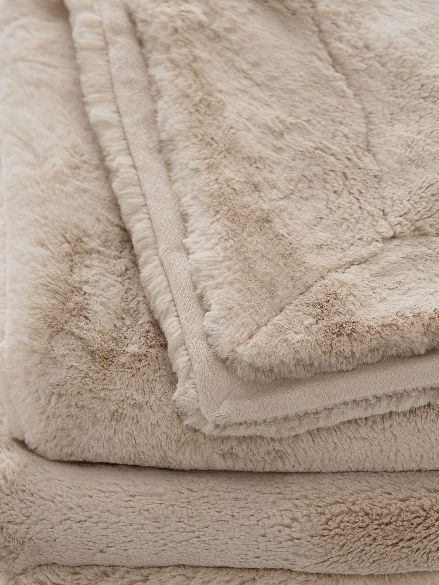 Light Natural Soft To Touch Plush Faux Fur Throw