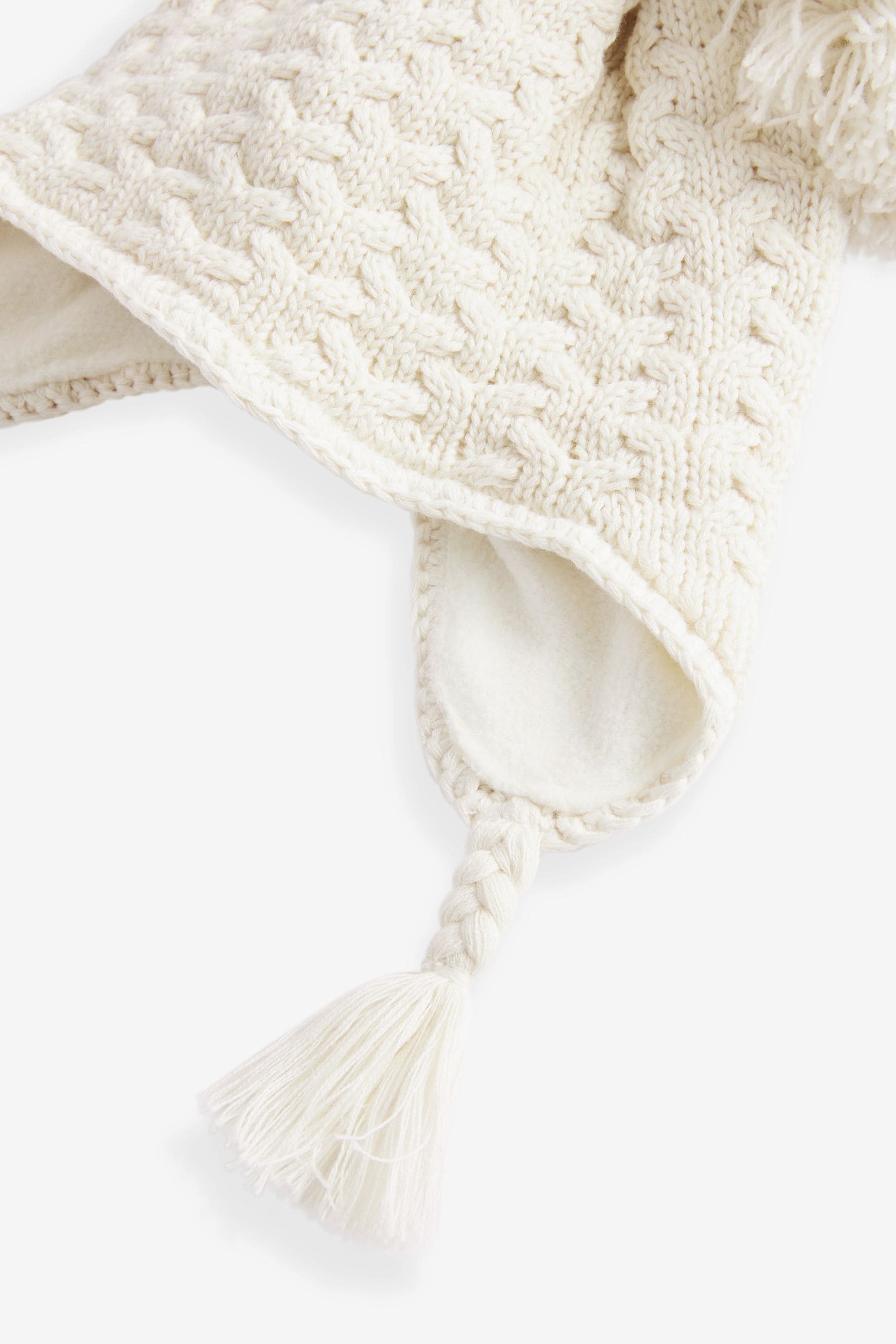 Cream Double Pom Baby Trapper Hat (0mths-2yrs)-<span style="color: #ff2a00;">Fawry</span>