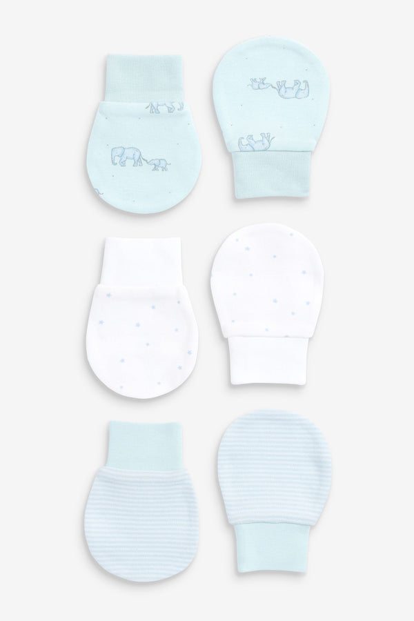 Blue Elephant 3 Pack Baby Scratch Mitts