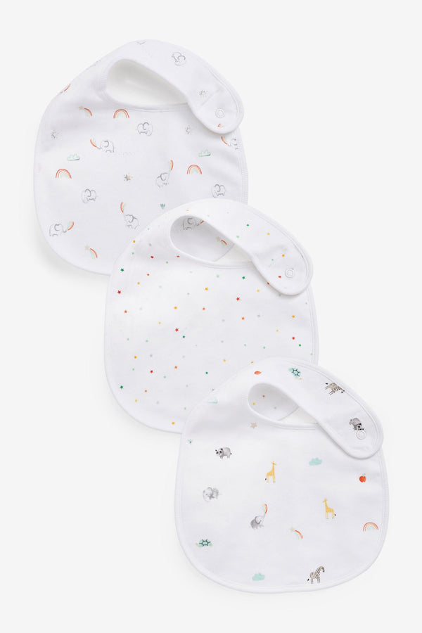 White Bright Character 3 Pack Regular Bibs