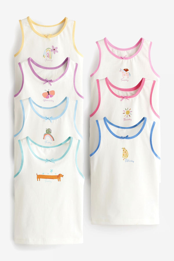 Ecru White/Pastel Days Of The Week 7 Pack Vests (1.5-16yrs)