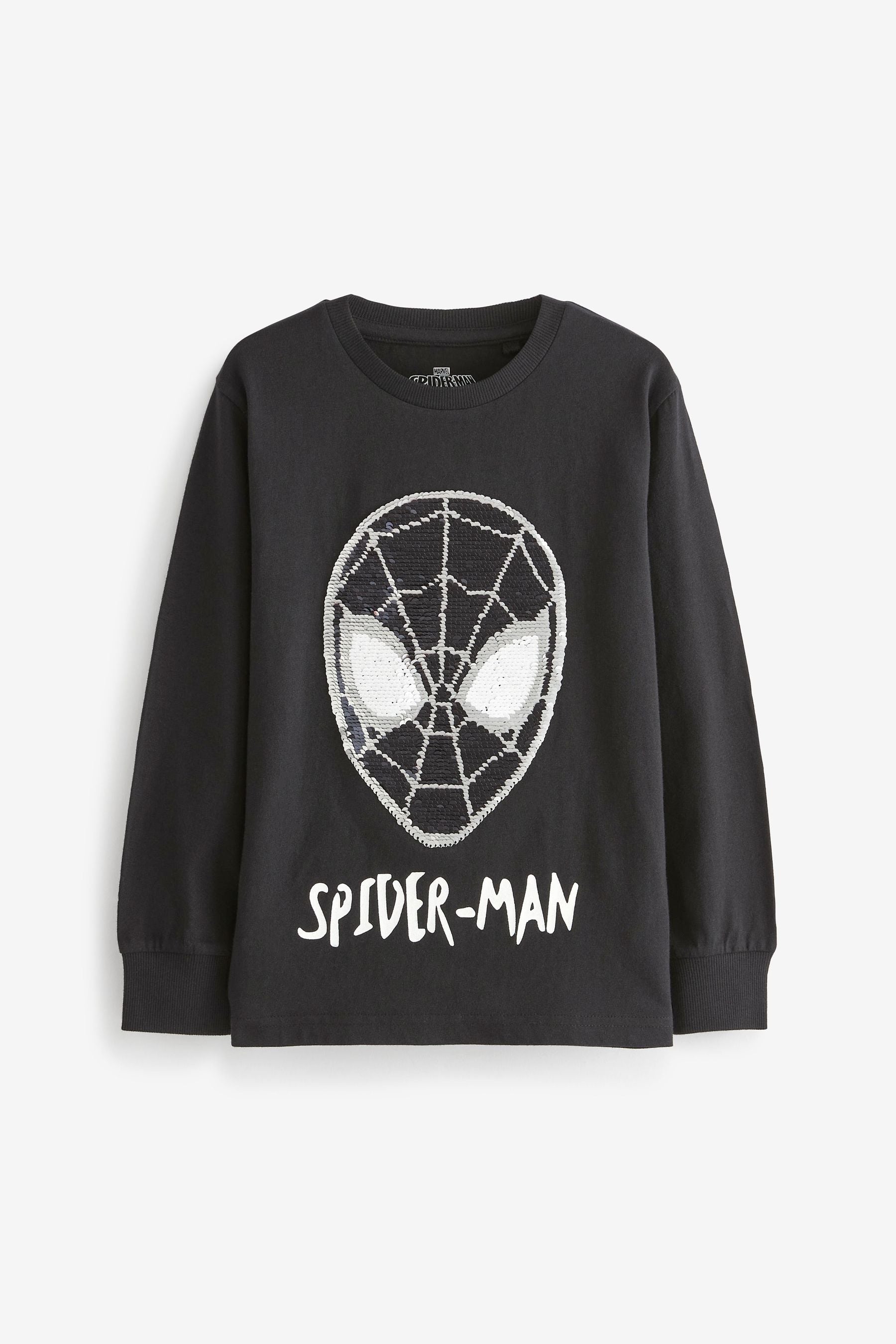 Spider-Man Black Long Sleeve Flippy Sequin License T-Shirt (3-16yrs)