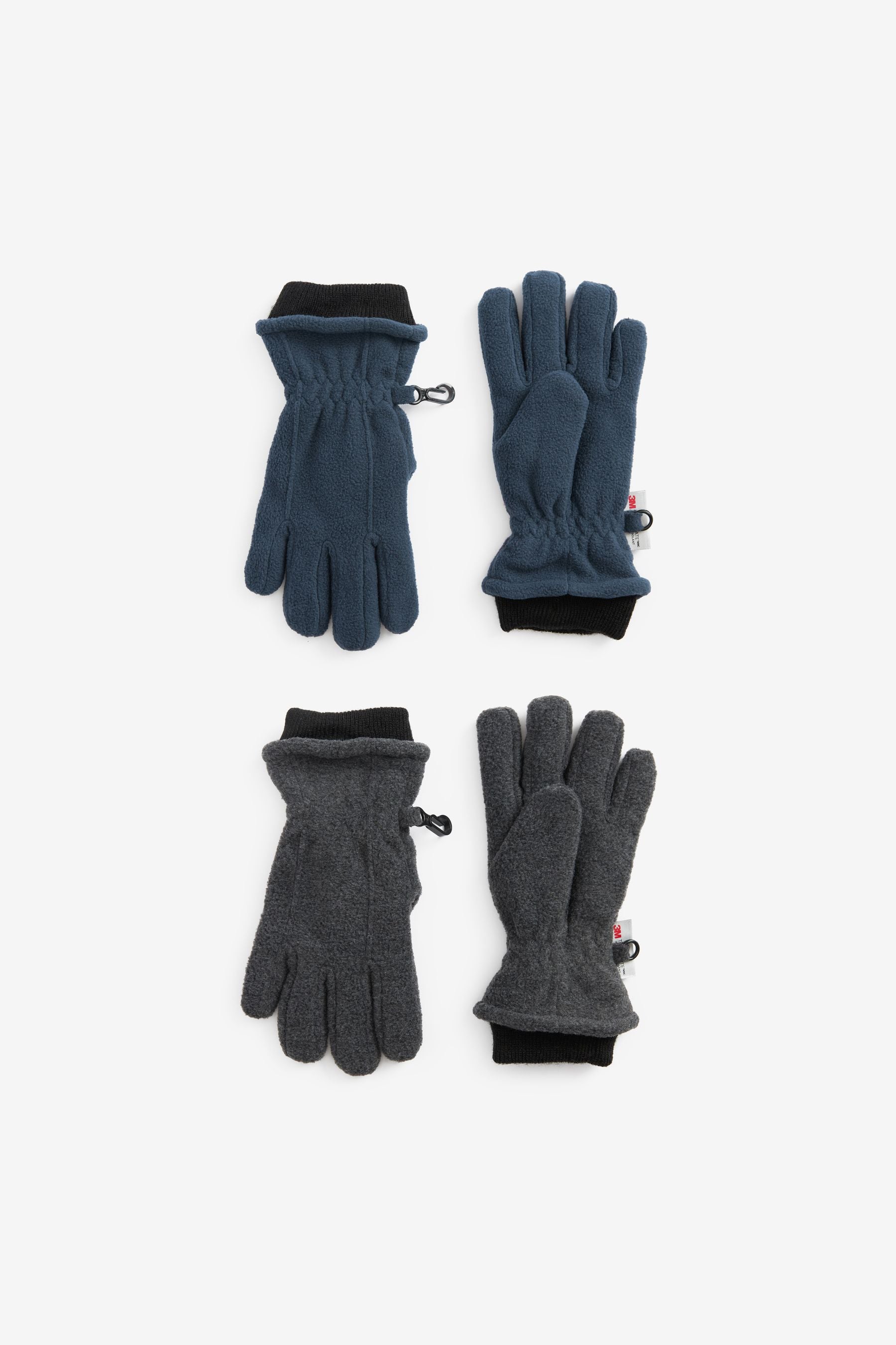 Blue/Grey 2 Pack Fleece Gloves (3-16yrs)