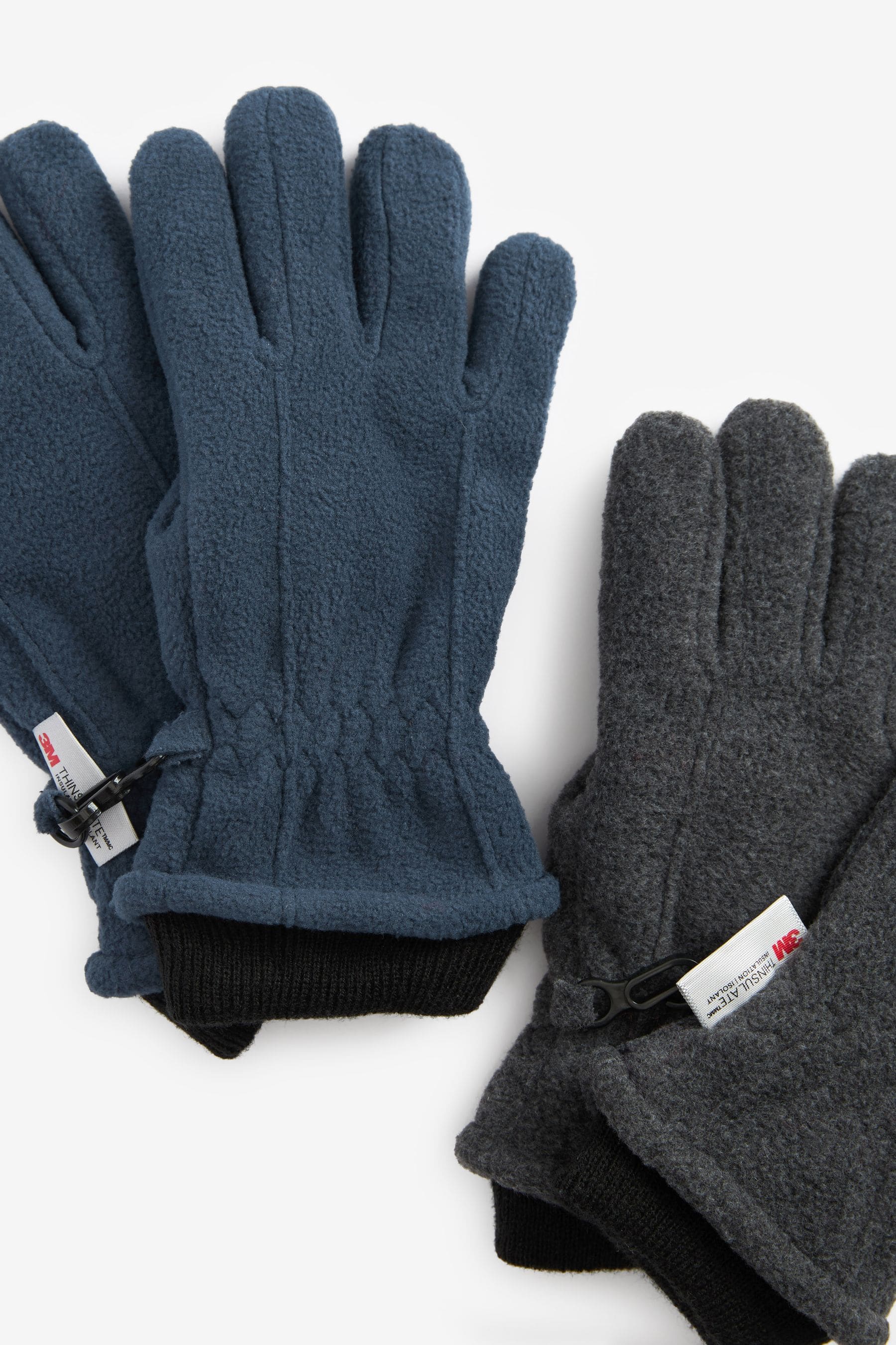 Blue/Grey 2 Pack Fleece Gloves (3-16yrs)