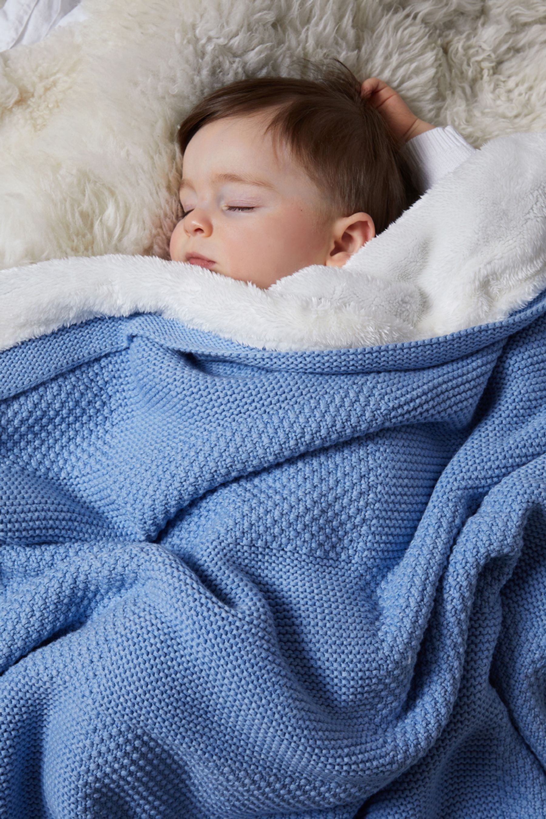 The Little Tailor Large Blue Plush Lined Blanket