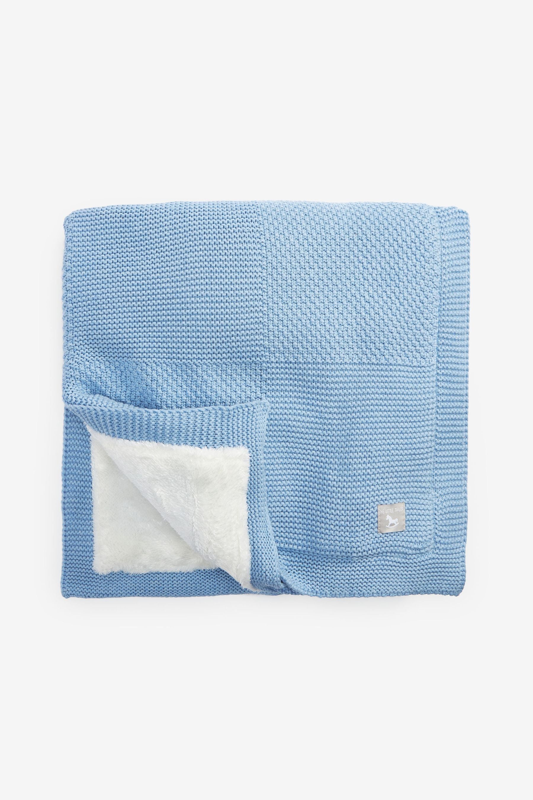 The Little Tailor Large Blue Plush Lined Blanket