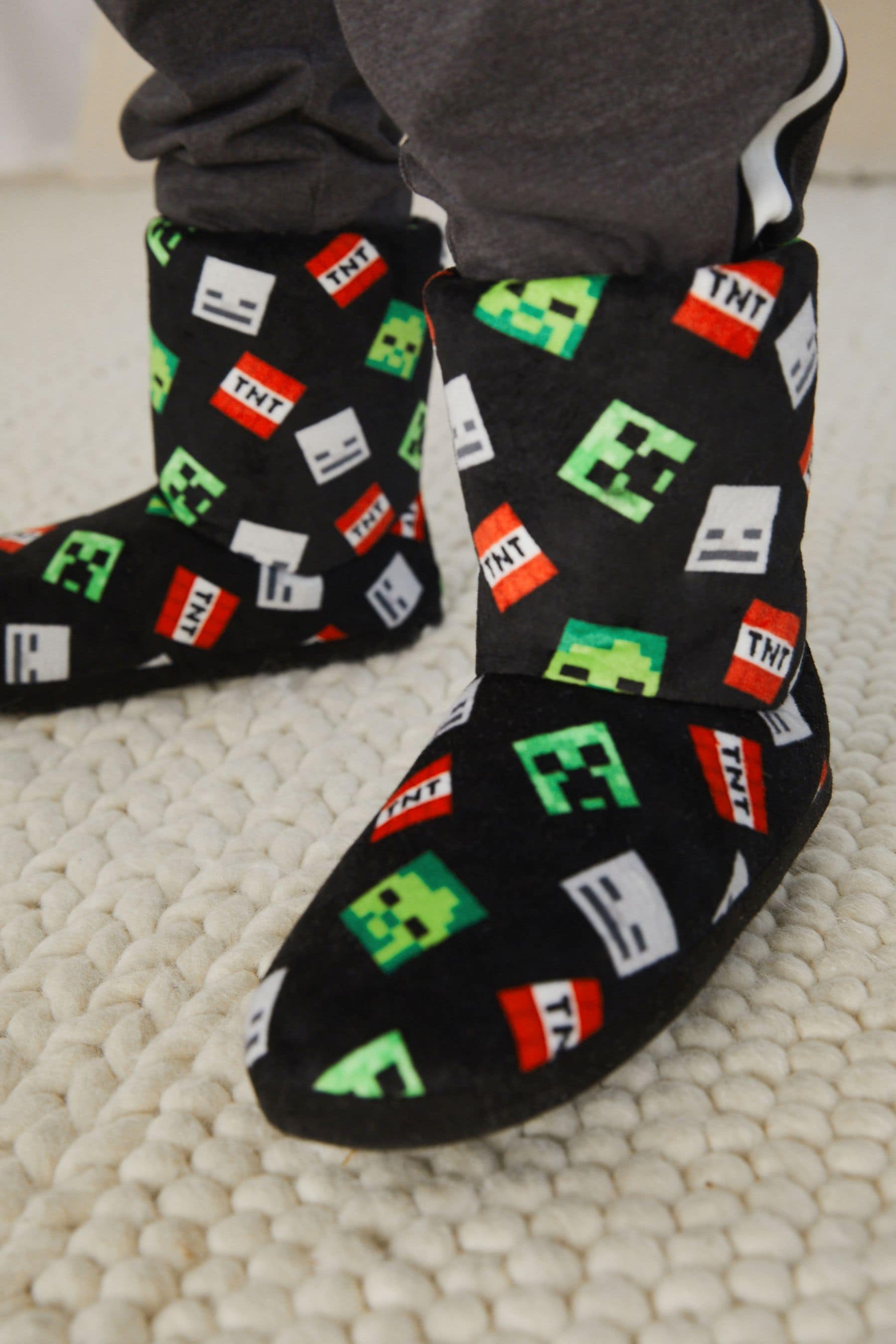 Minecraft Black Warm Lined Slipper Boots