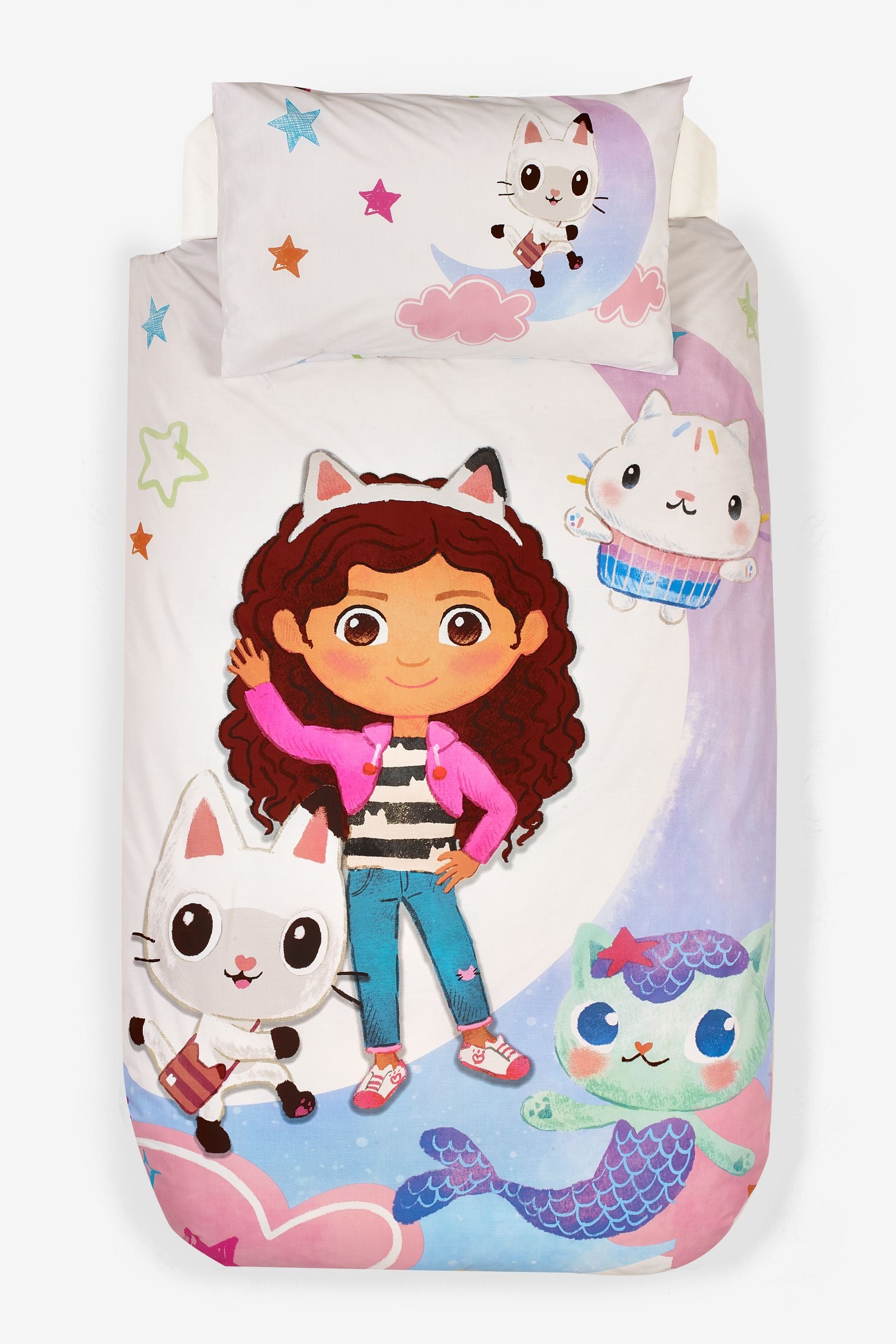 Gabby's Dollhouse White Character License Duvet Cover And Pillowcase Set