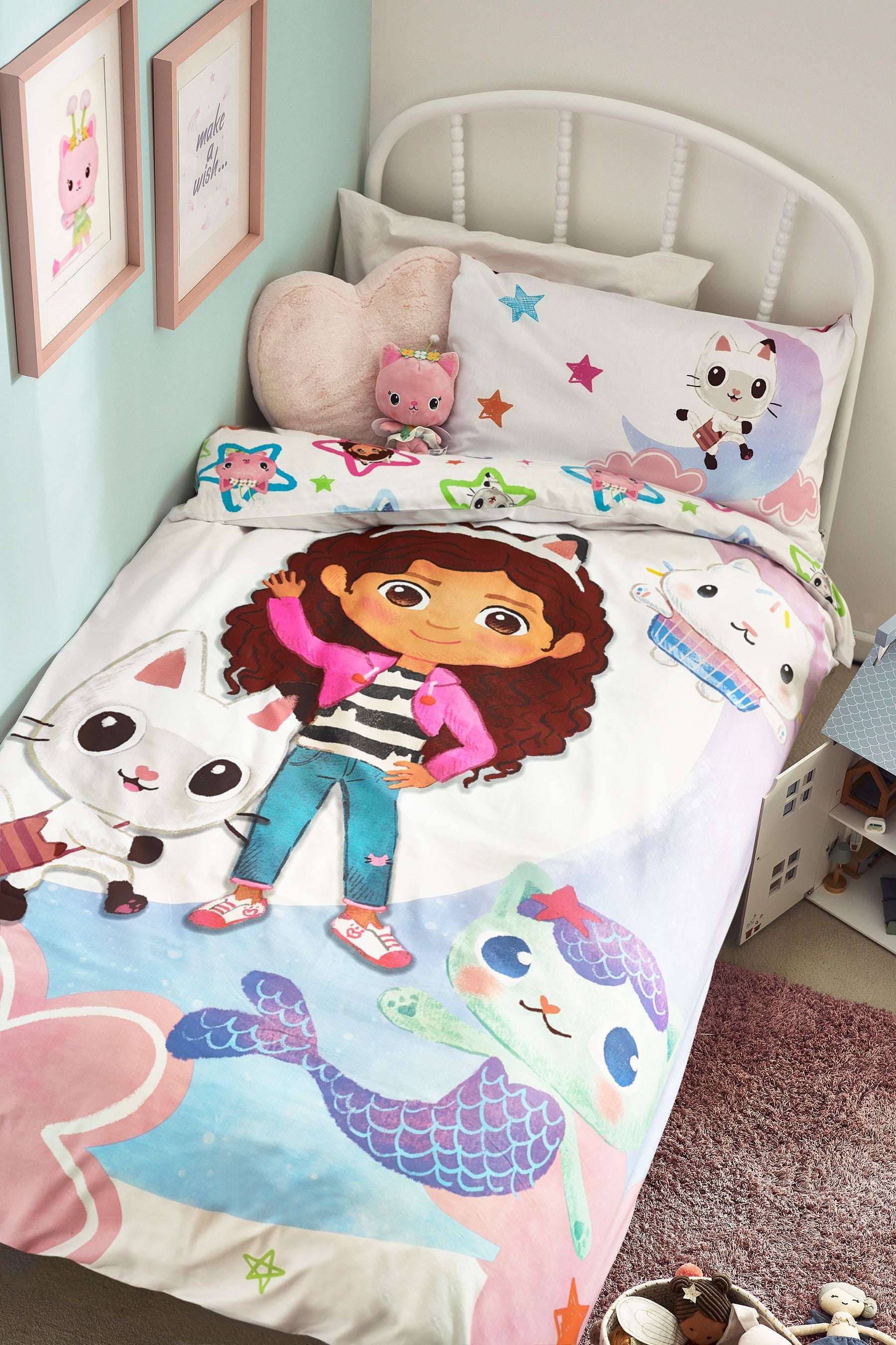 Gabby's Dollhouse White Character License Duvet Cover And Pillowcase Set