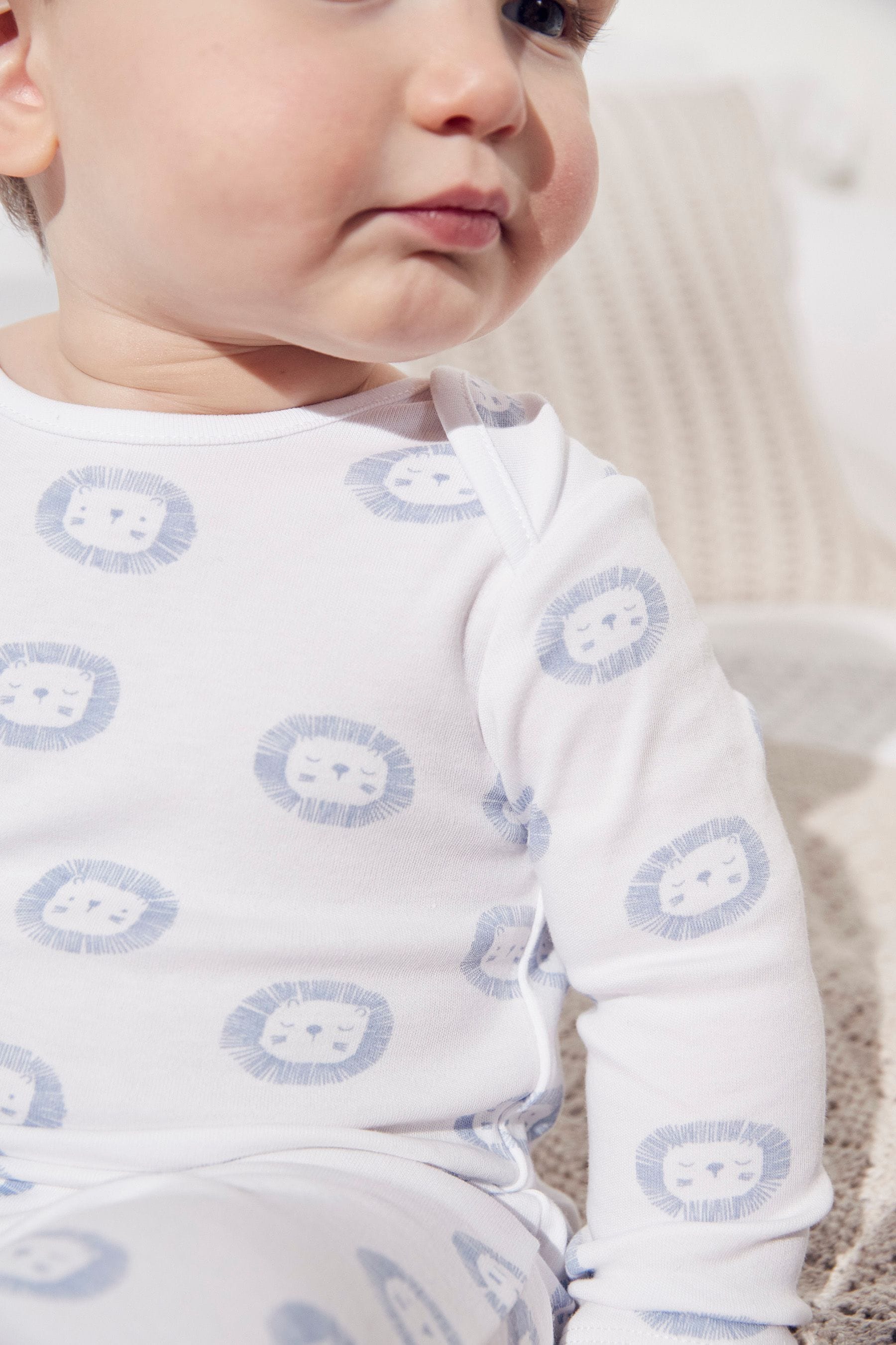 The White Company White Lion Print Sleepsuit