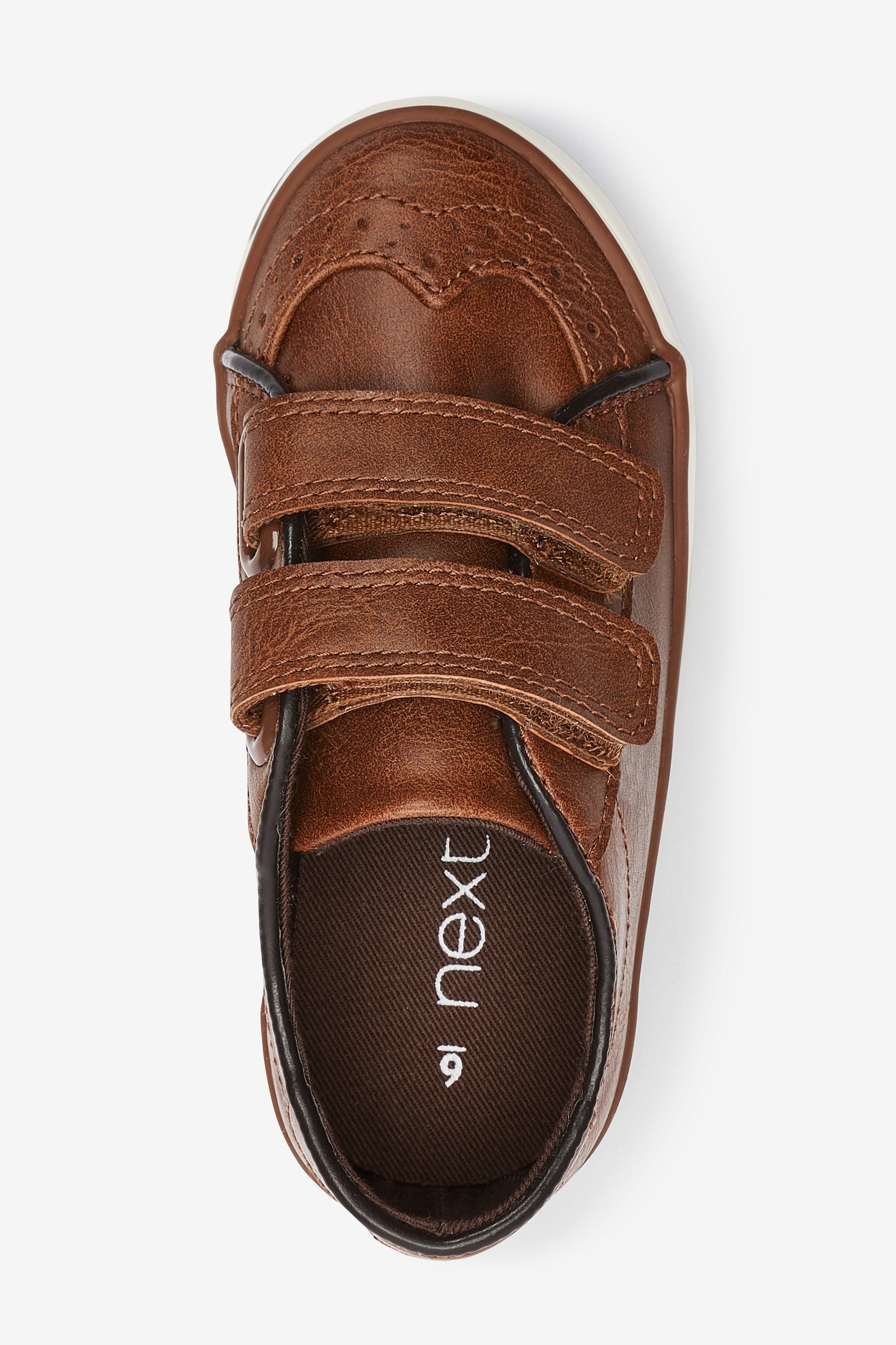 Tan/Brown Brogue Strap Touch Fastening Shoes