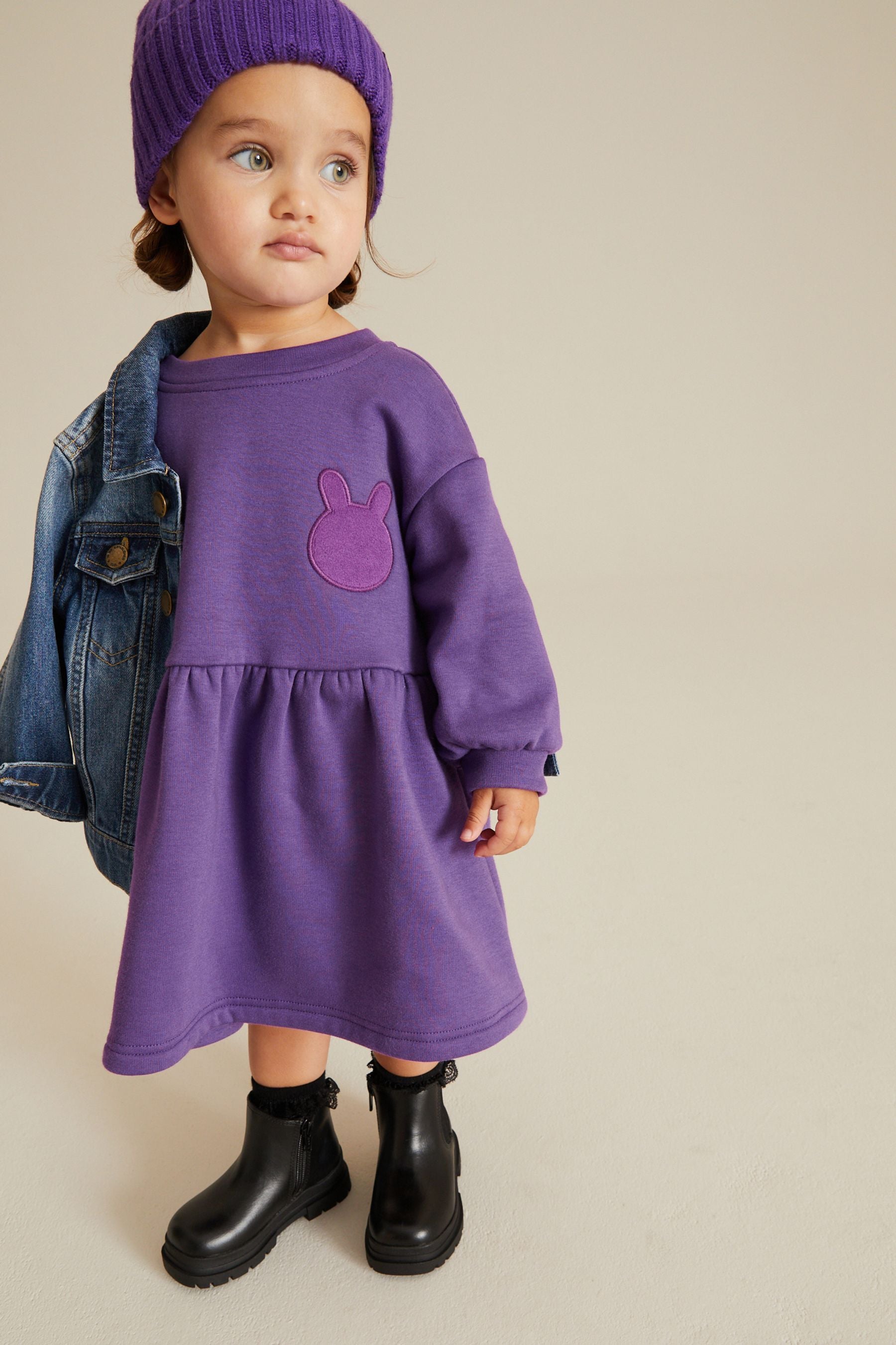 Purple Cosy Sweat Dress (3mths-7yrs)