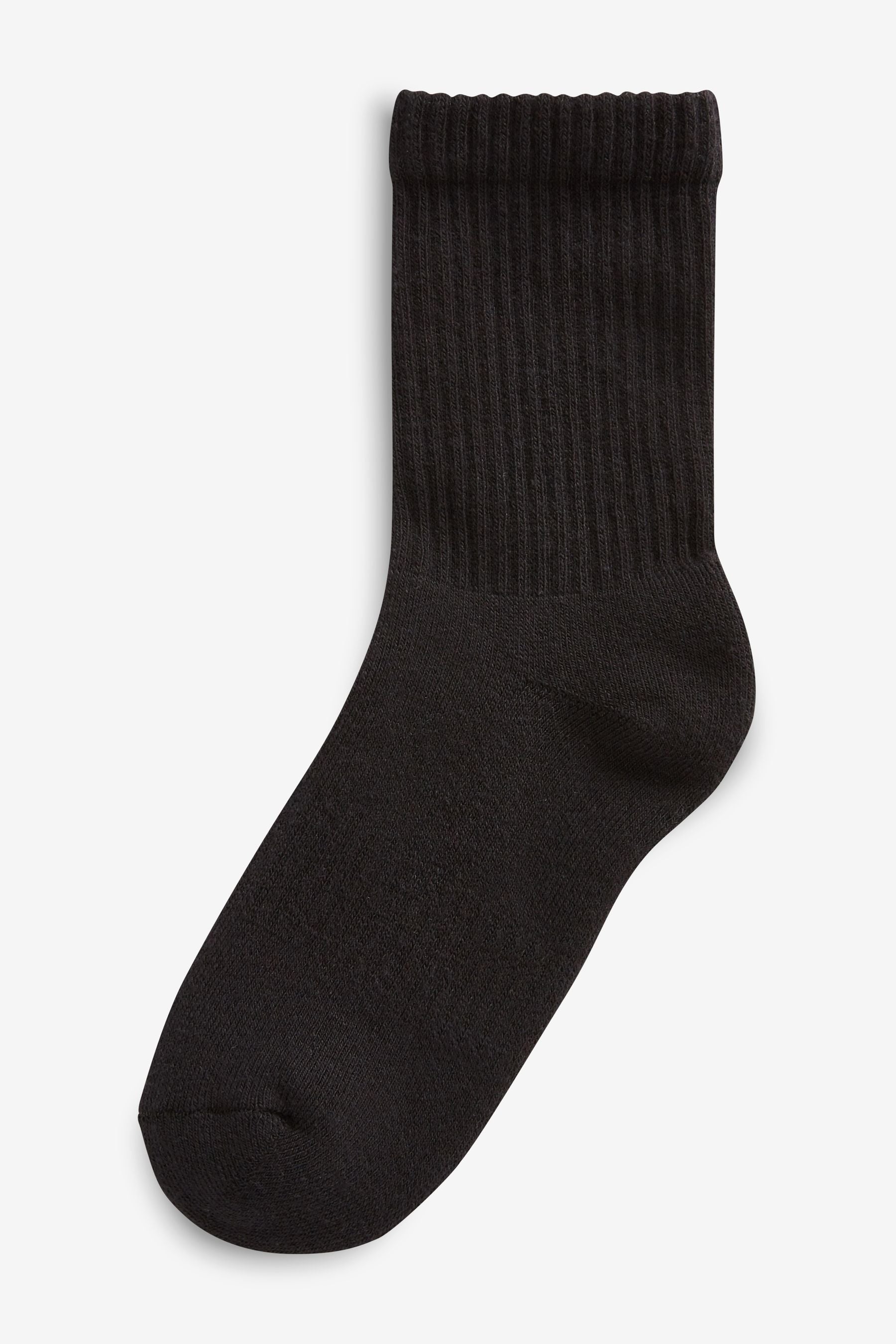 Black 5 Pack Cotton Rich Cushioned Footbed Ribbed Socks