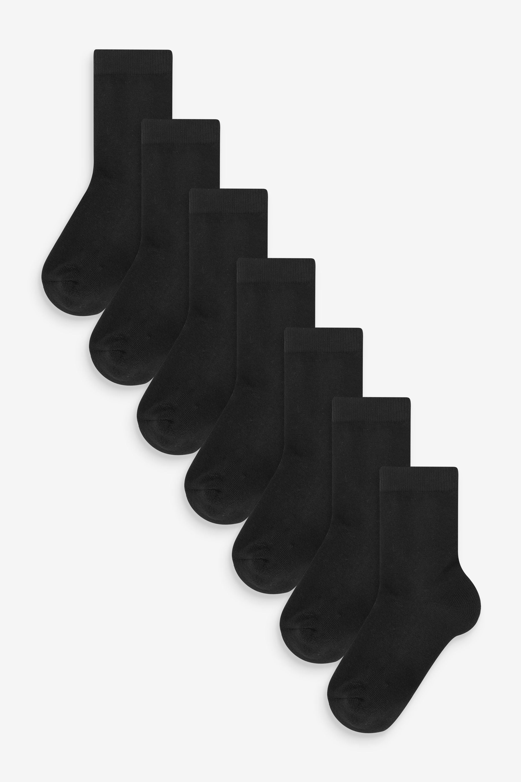 Black 7 pack cushioned footbed socks