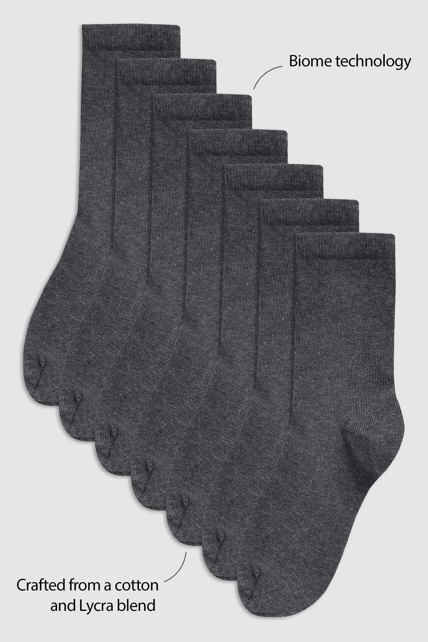 Grey 7 Pack Cotton Rich Socks