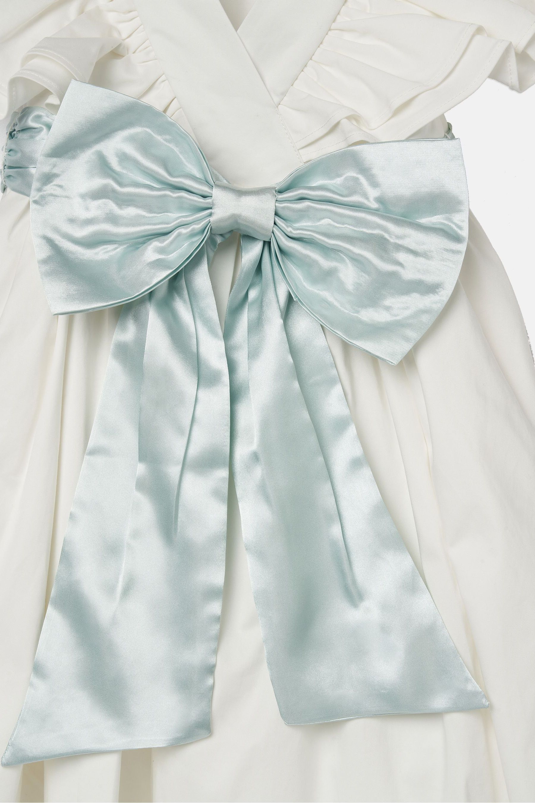 White/Green Angel & Rocket Taffeta Ruffle Bow Sylvie Dress