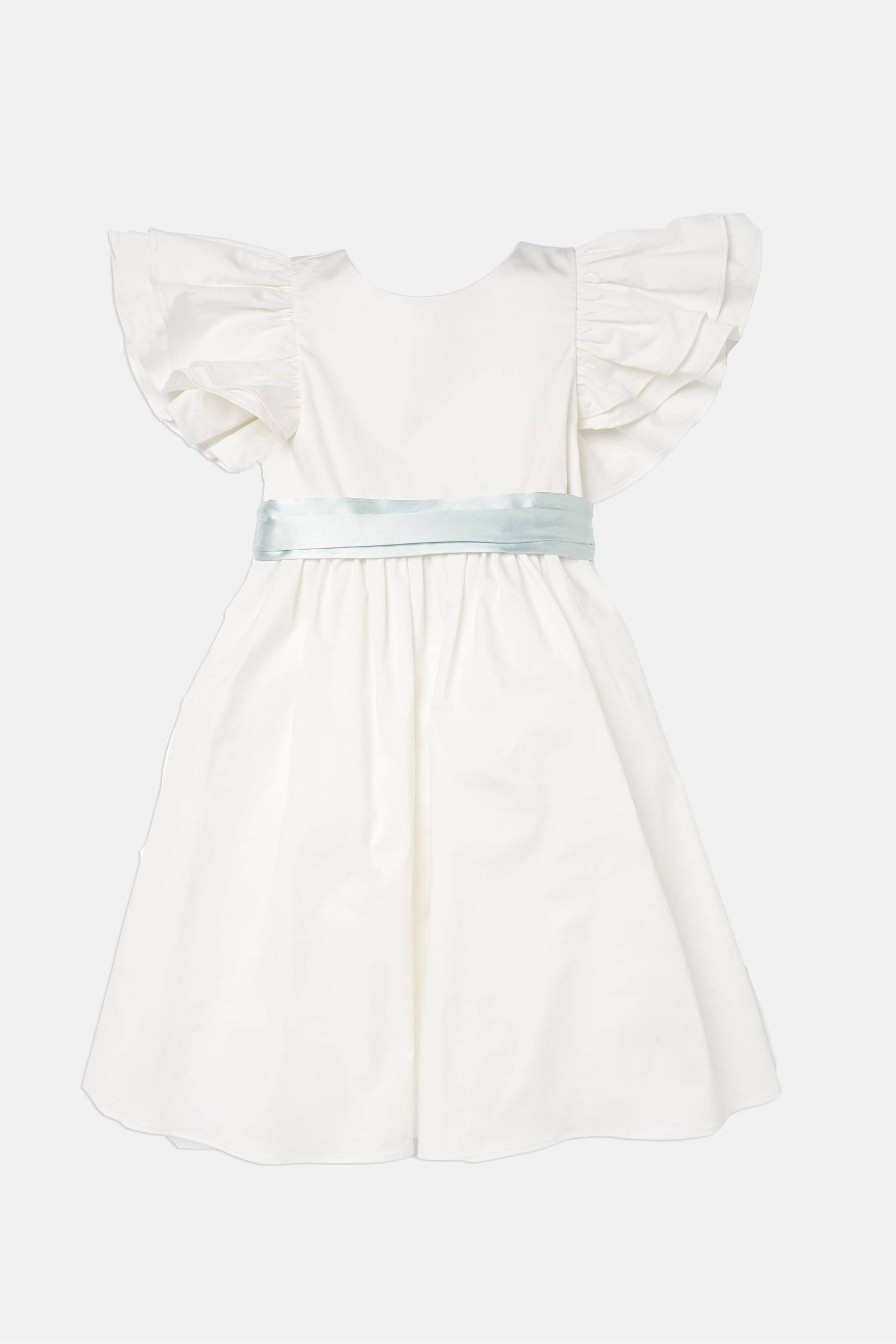 Angel & Rocket White/Green Taffeta Ruffle Bow Sylvie Dress