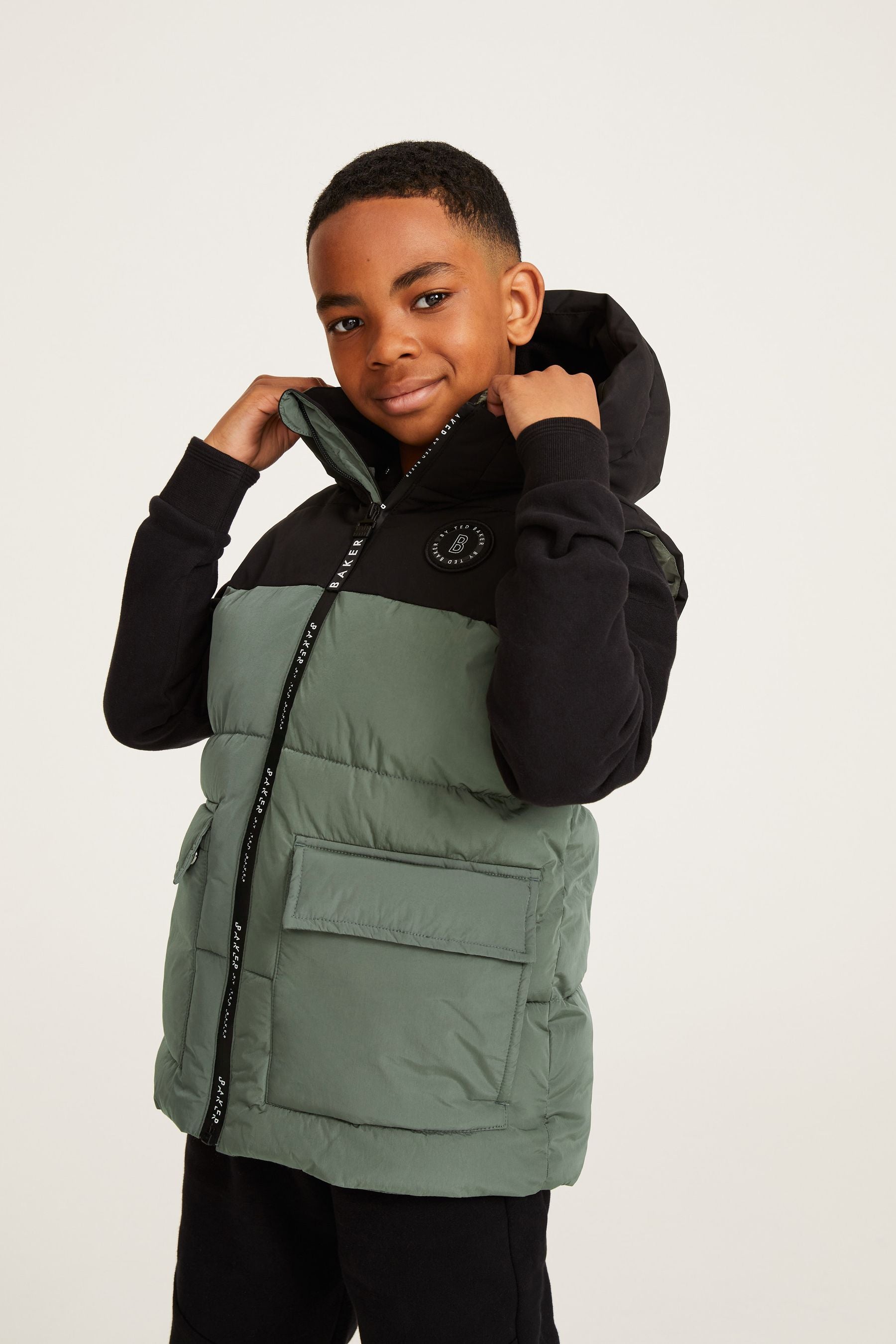 Baker by Ted Baker Green Shower Resistant Colourblock Gilet