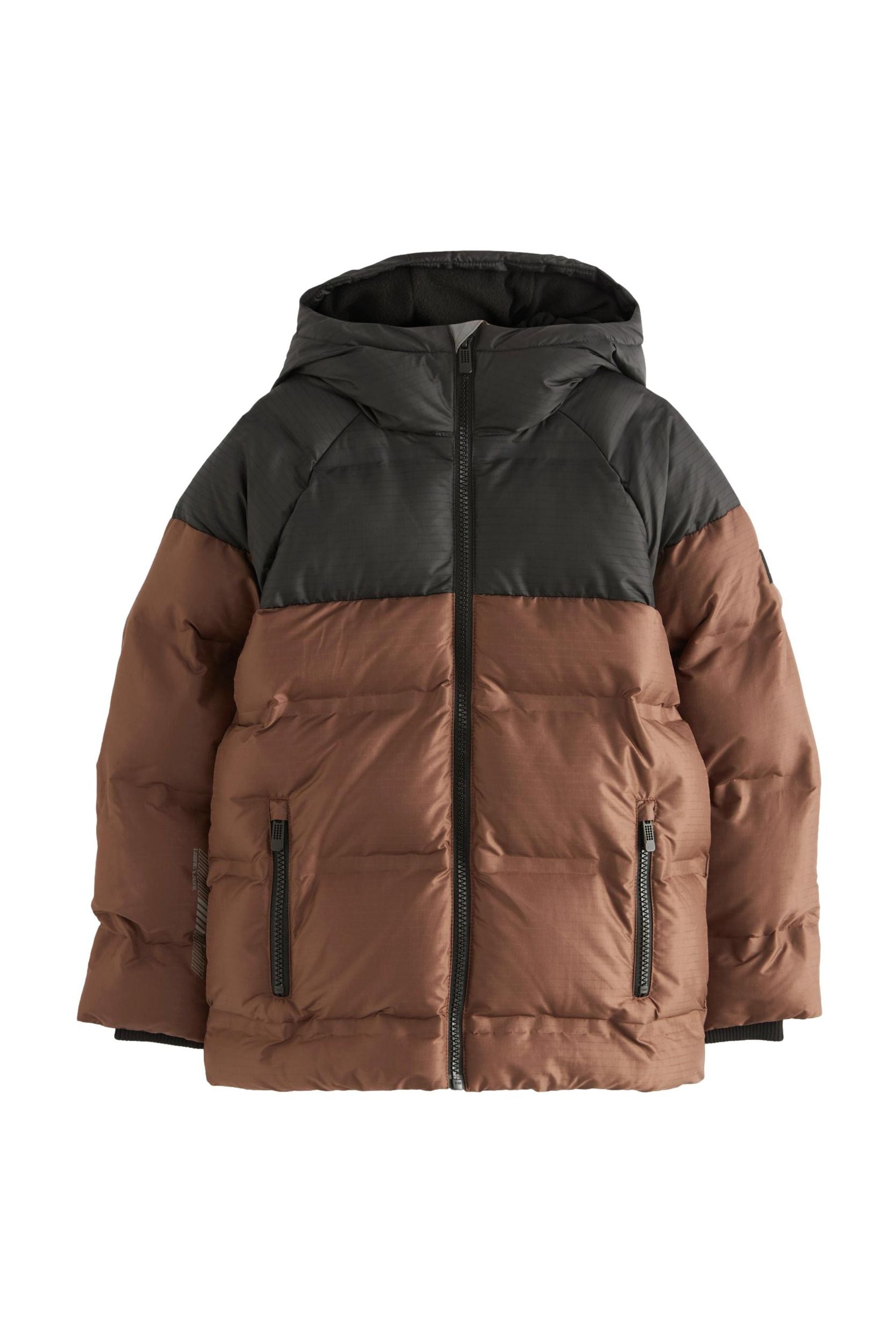 Neutral/Black Fleece Lined Padded Puffer Coat (3-16yrs)