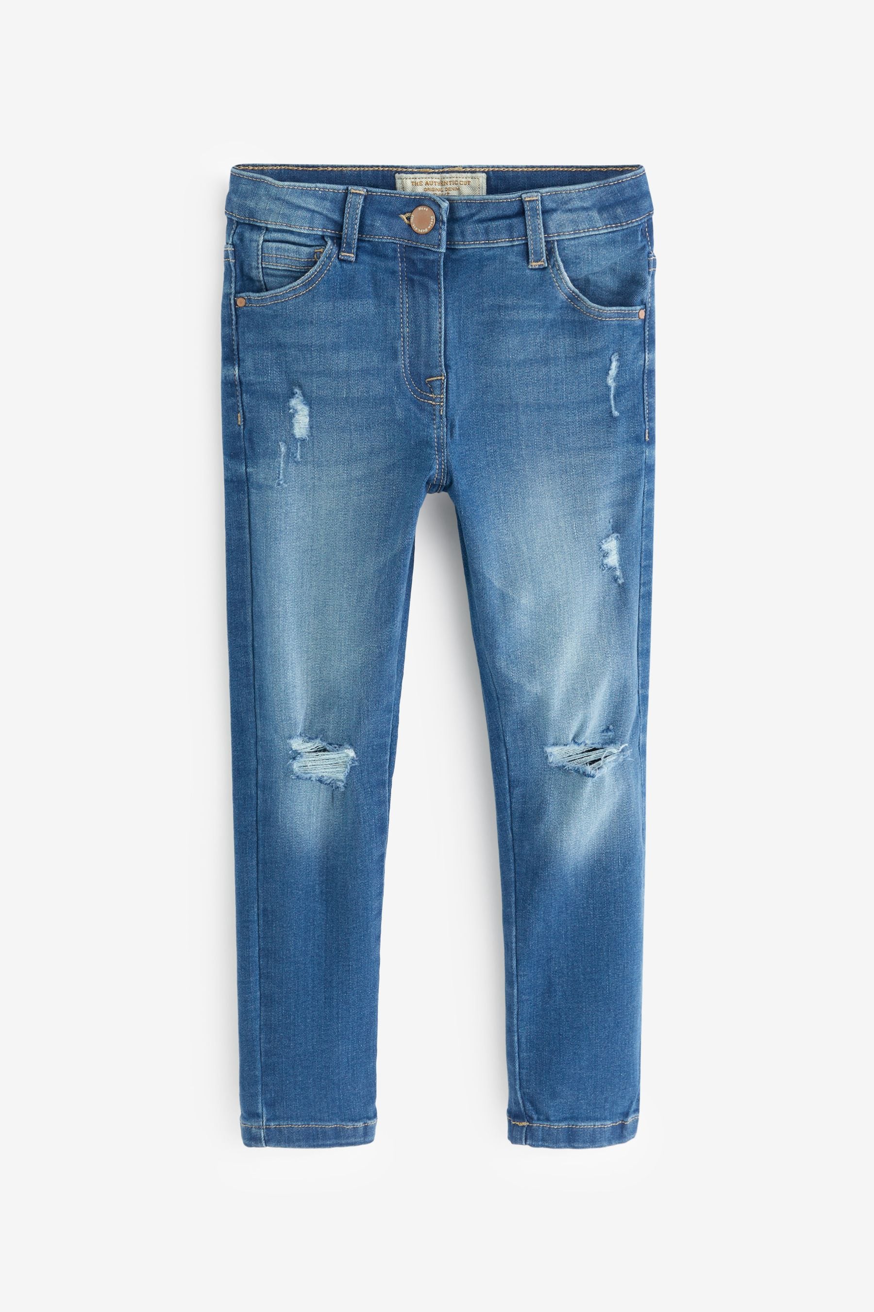 Mid Blue Denim Distressed Skinny Jeans (3-16yrs)