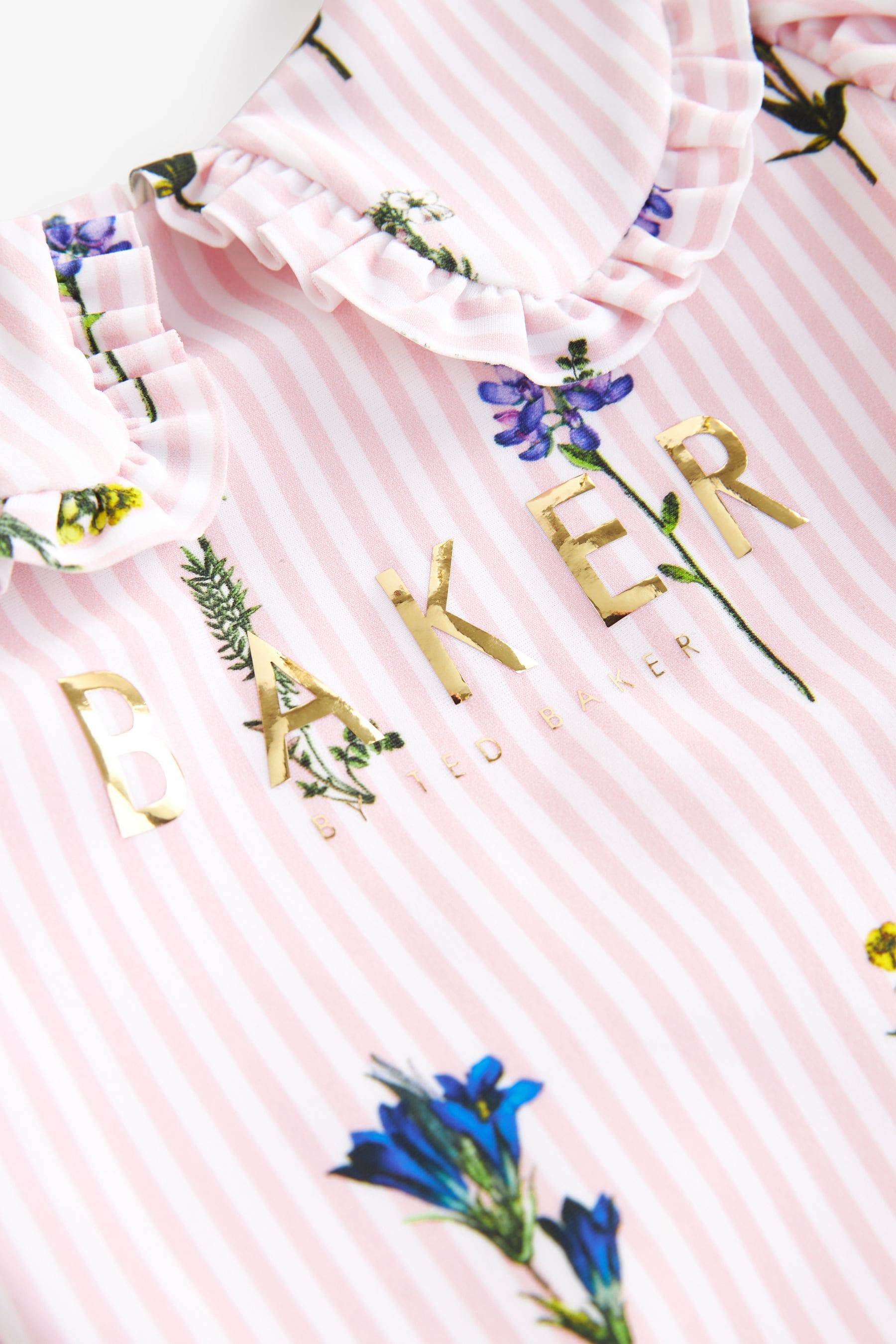 Baker by Ted Baker Pink Collared Striped Swimsuit