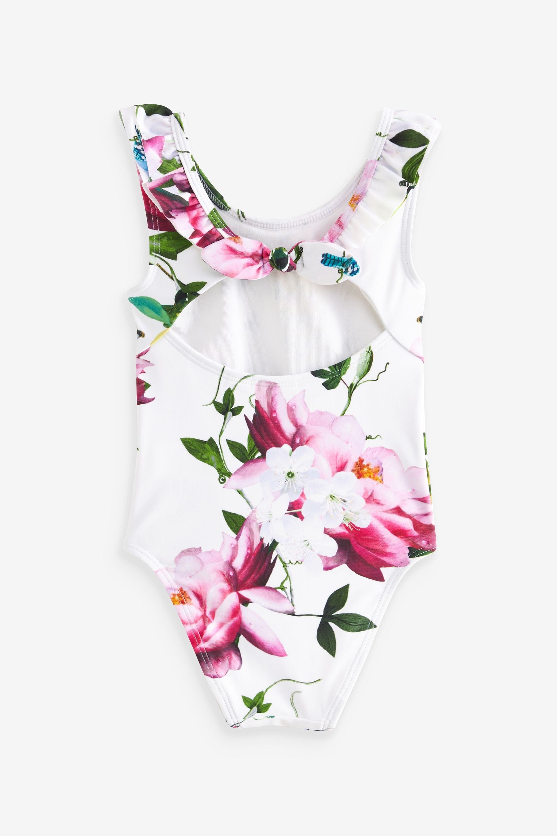 Baker by Ted Baker Floral Frilled White Swimsuit