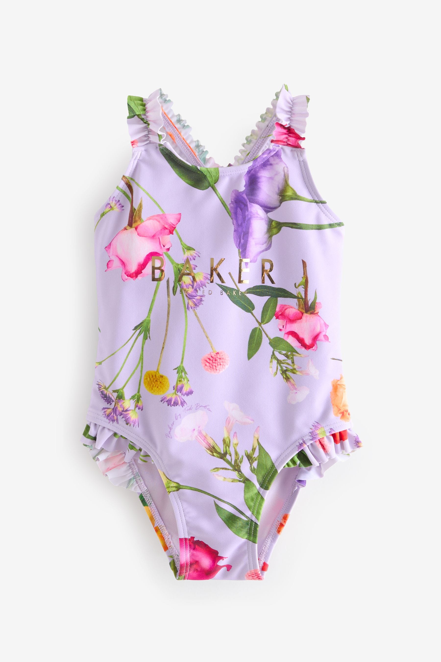 Purple Baker by Ted Baker Floral Frilled Swimsuit