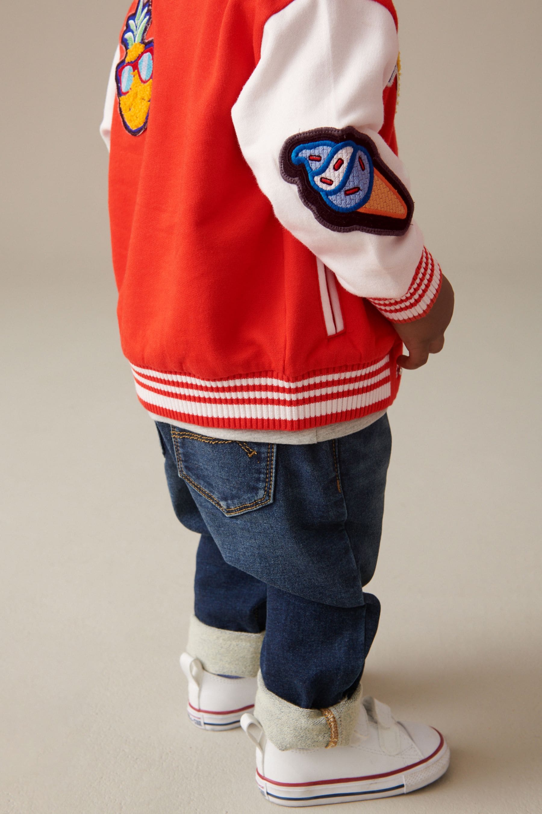 Bright Red Letterman Jacket (3mths-7yrs)