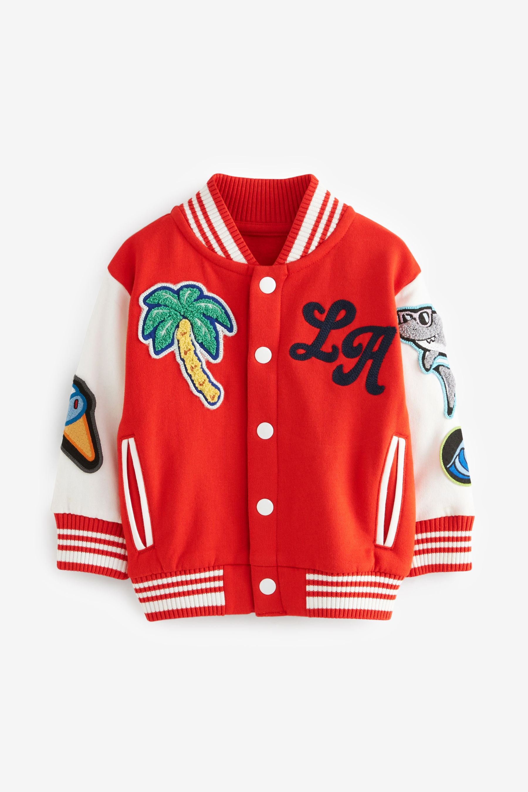 Bright Red Letterman Jacket (3mths-7yrs)