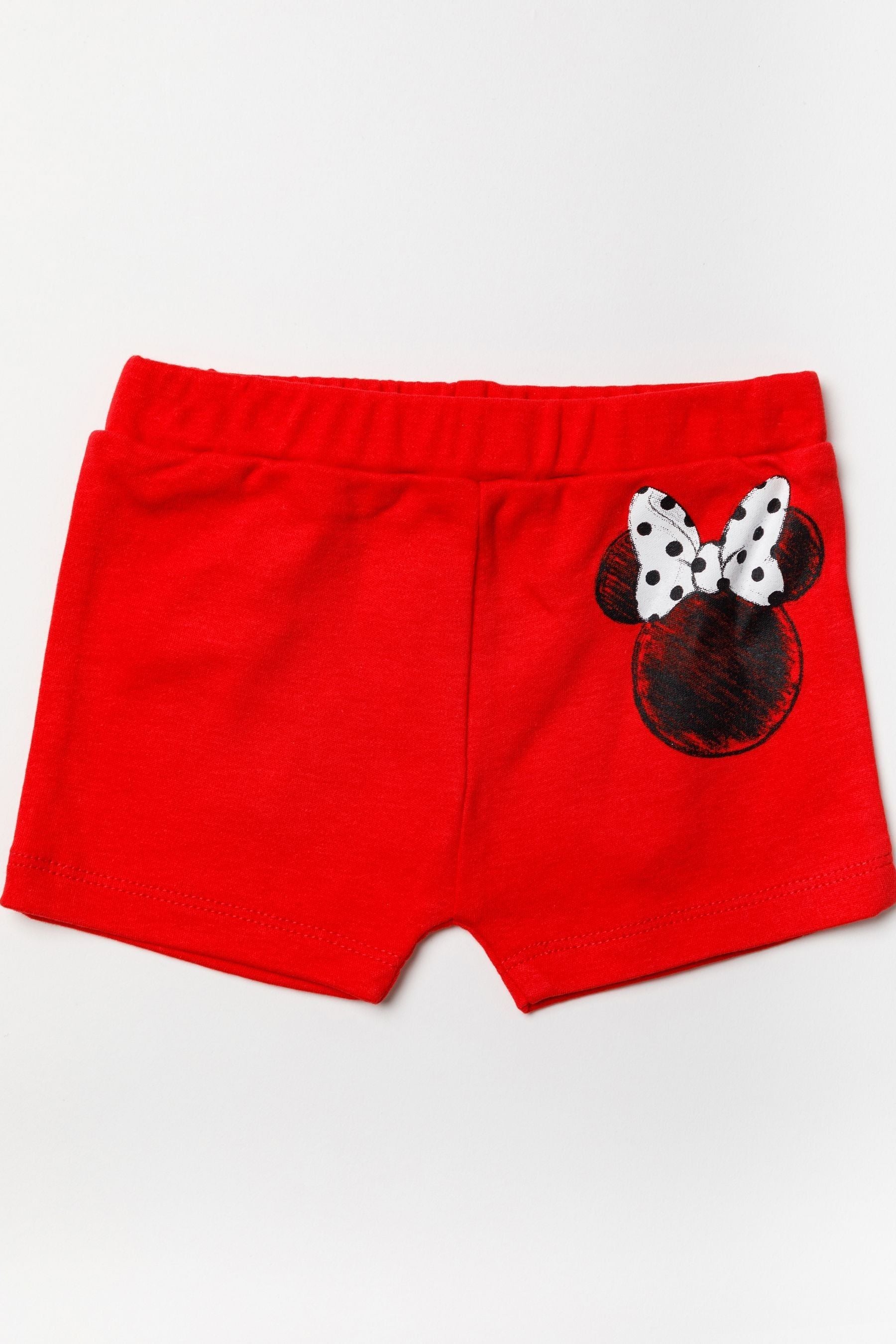 Disney Red Minnie Mouse Top, Shorts And Headband Set