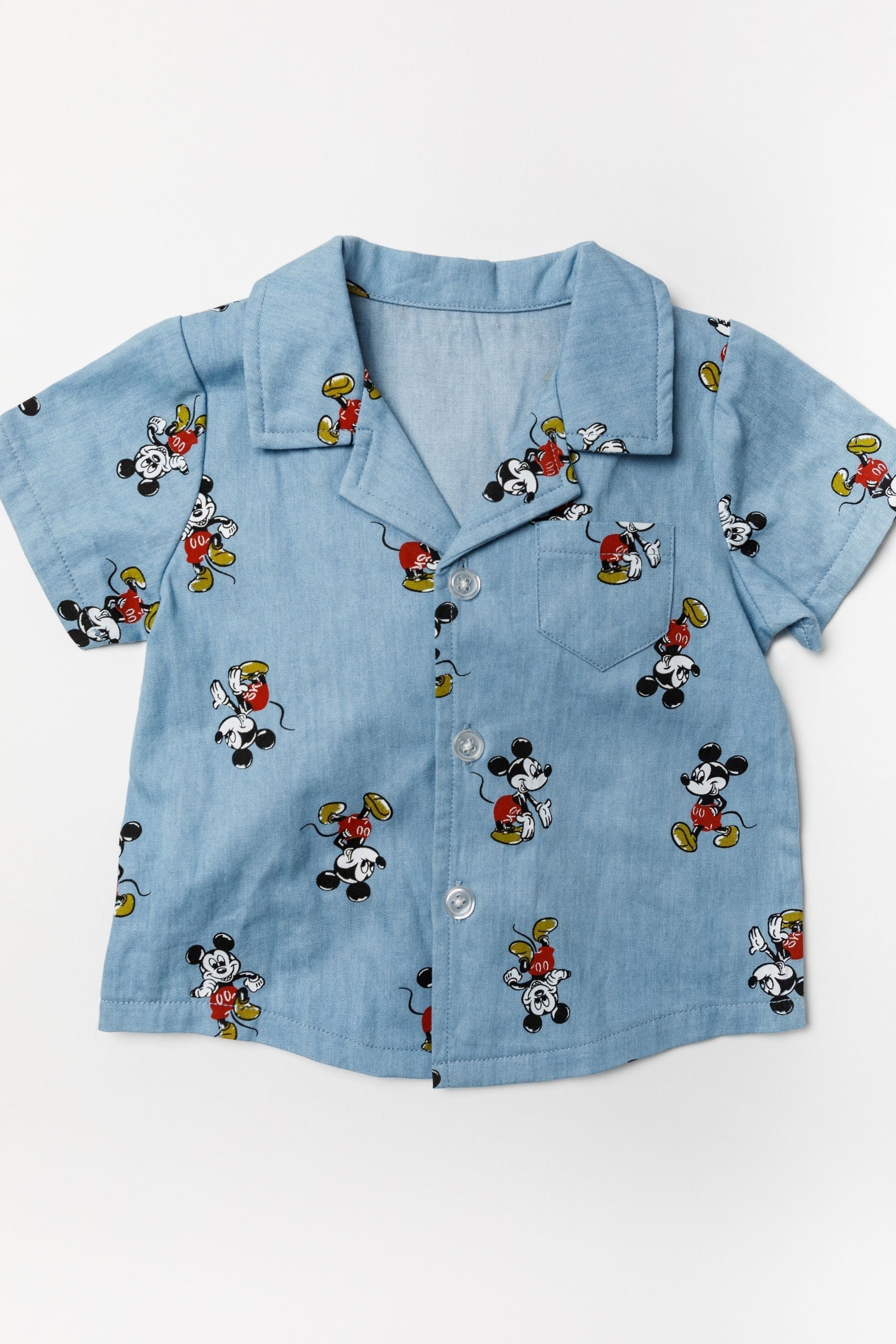 Disney Blue Mickey Mouse Chambray Shirt And Shorts Set