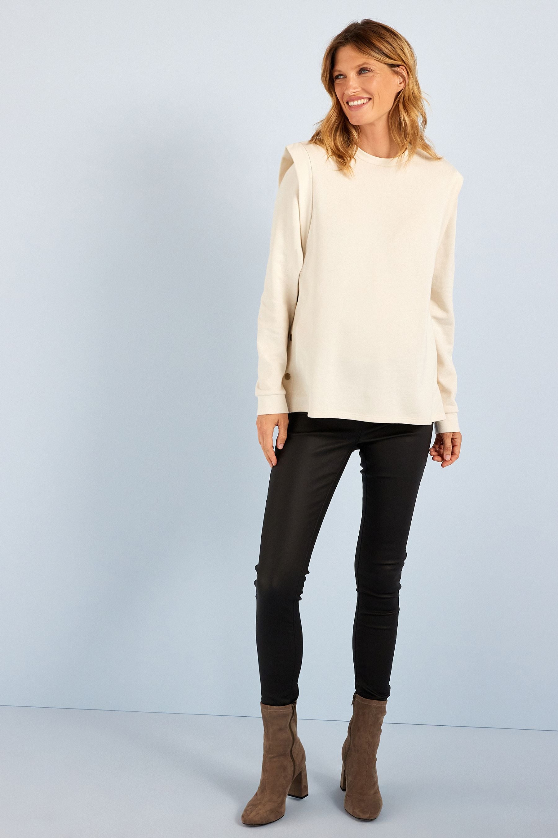 Neutral Maternity/Nursing Popper Side Sweatshirt