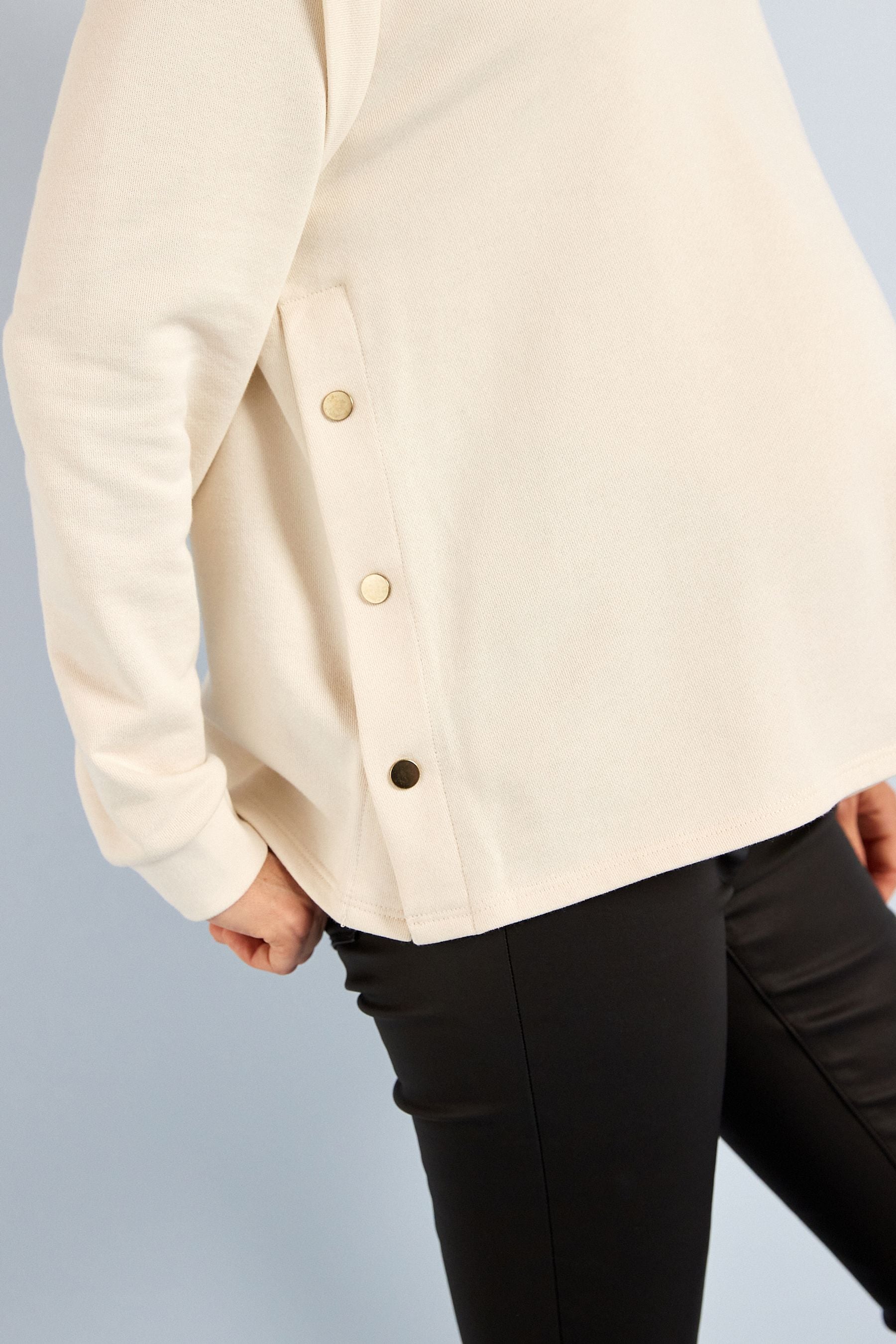 Neutral Maternity/Nursing Popper Side Sweatshirt