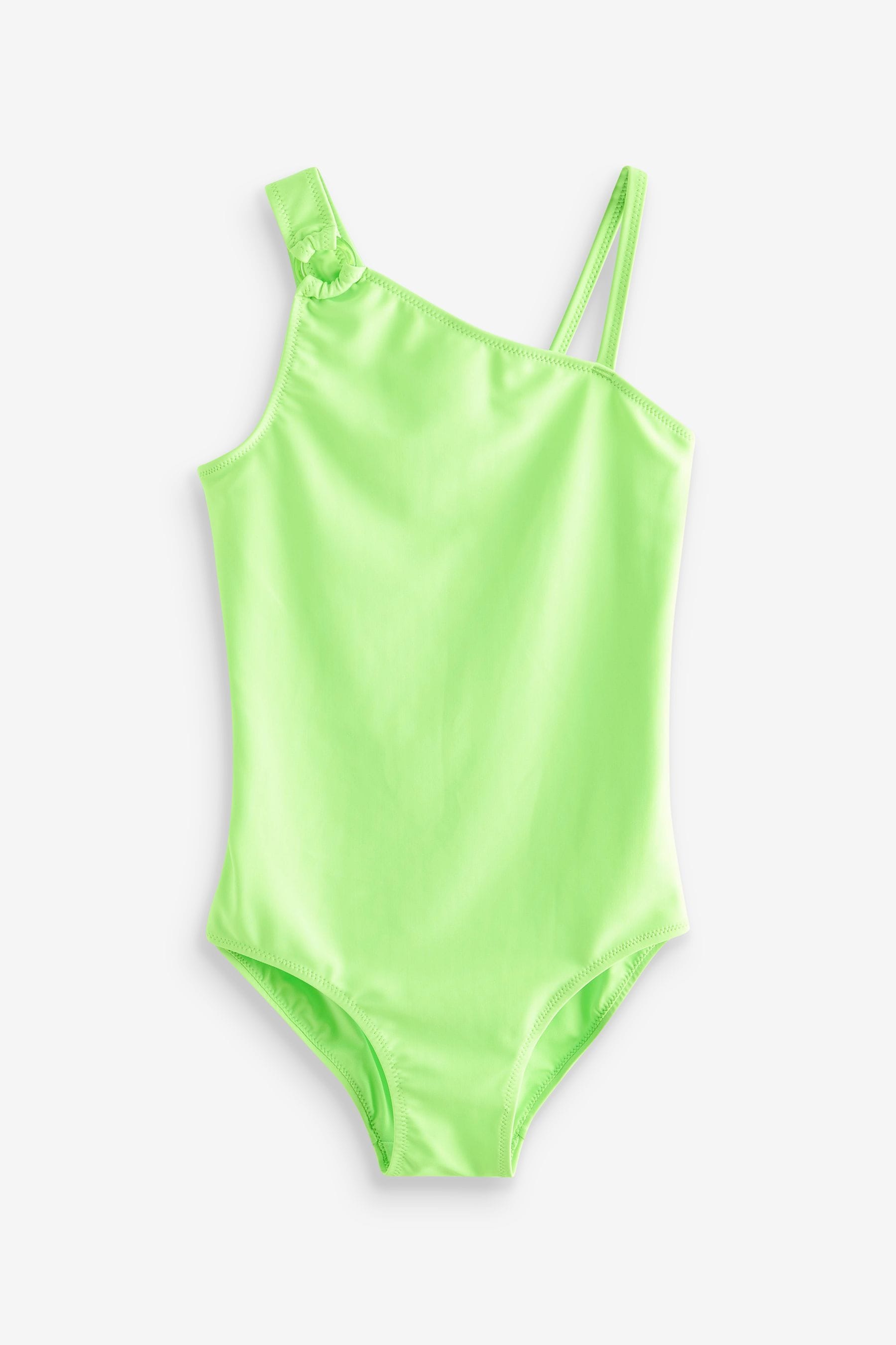 Lime Green One Shoulder Swimsuit (7-16yrs)