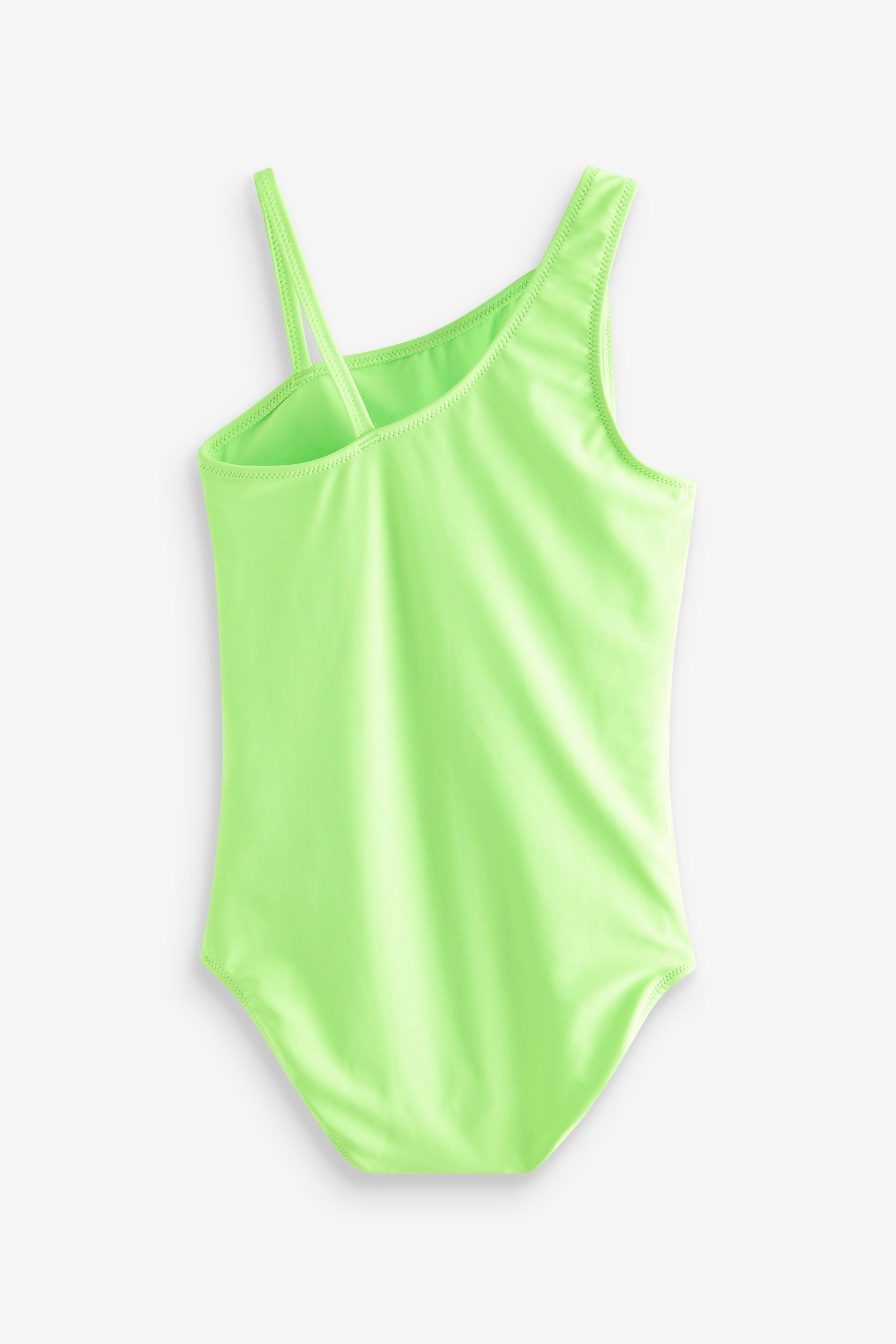 Lime Green One Shoulder Swimsuit (7-16yrs)