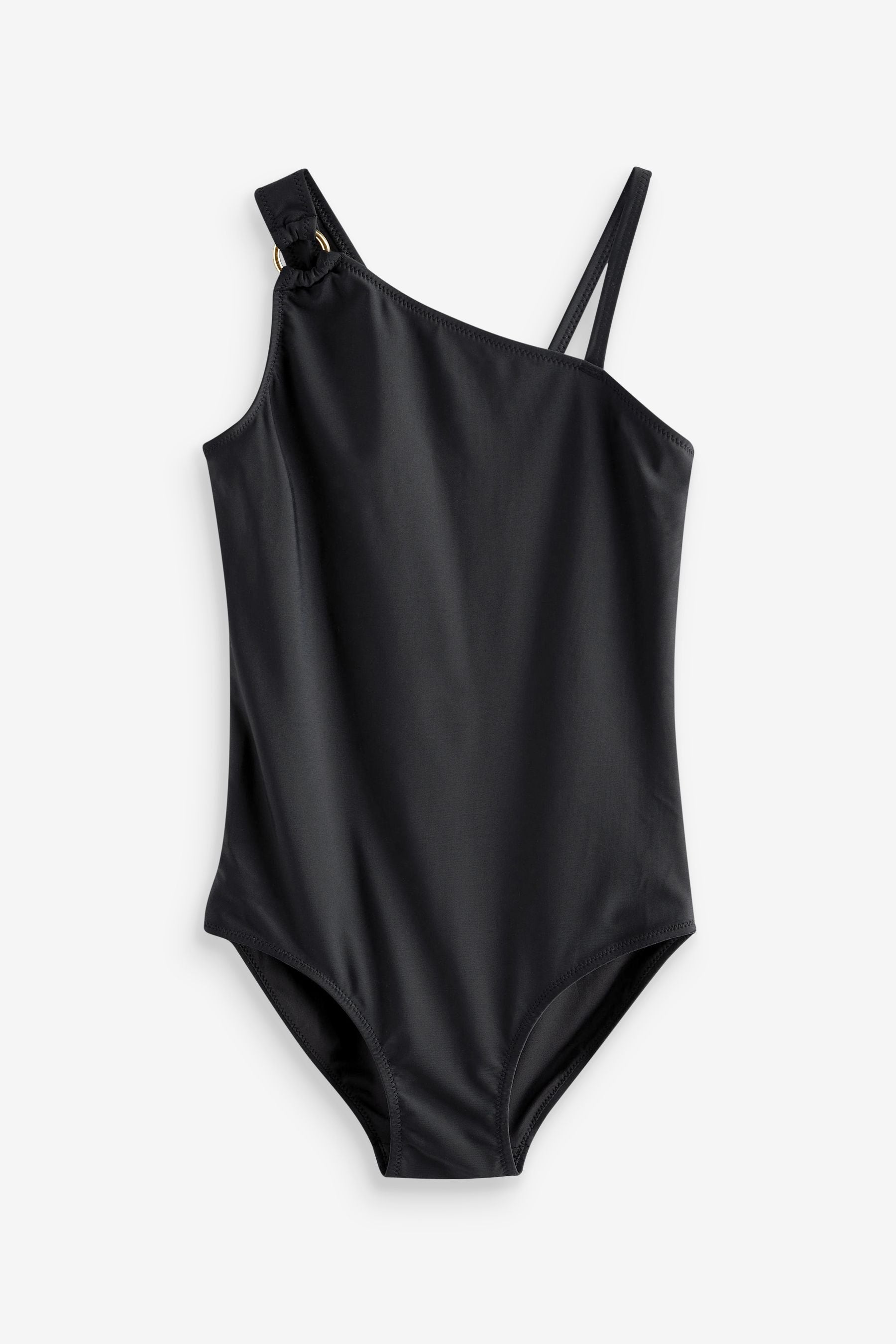 Black One Shoulder Swimsuit (7-16yrs)